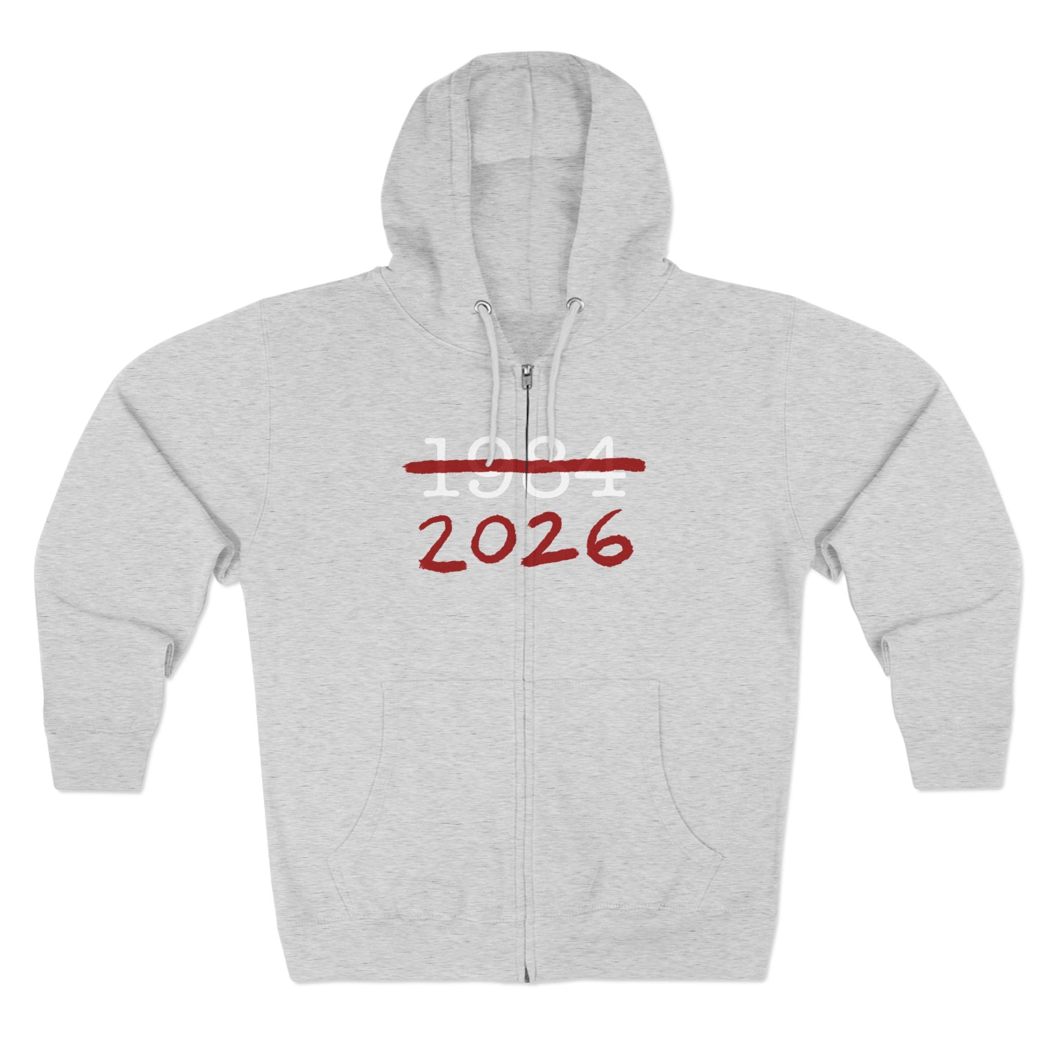Anti Surveillance AI 1984 2026 Unisex Zip Hoodie