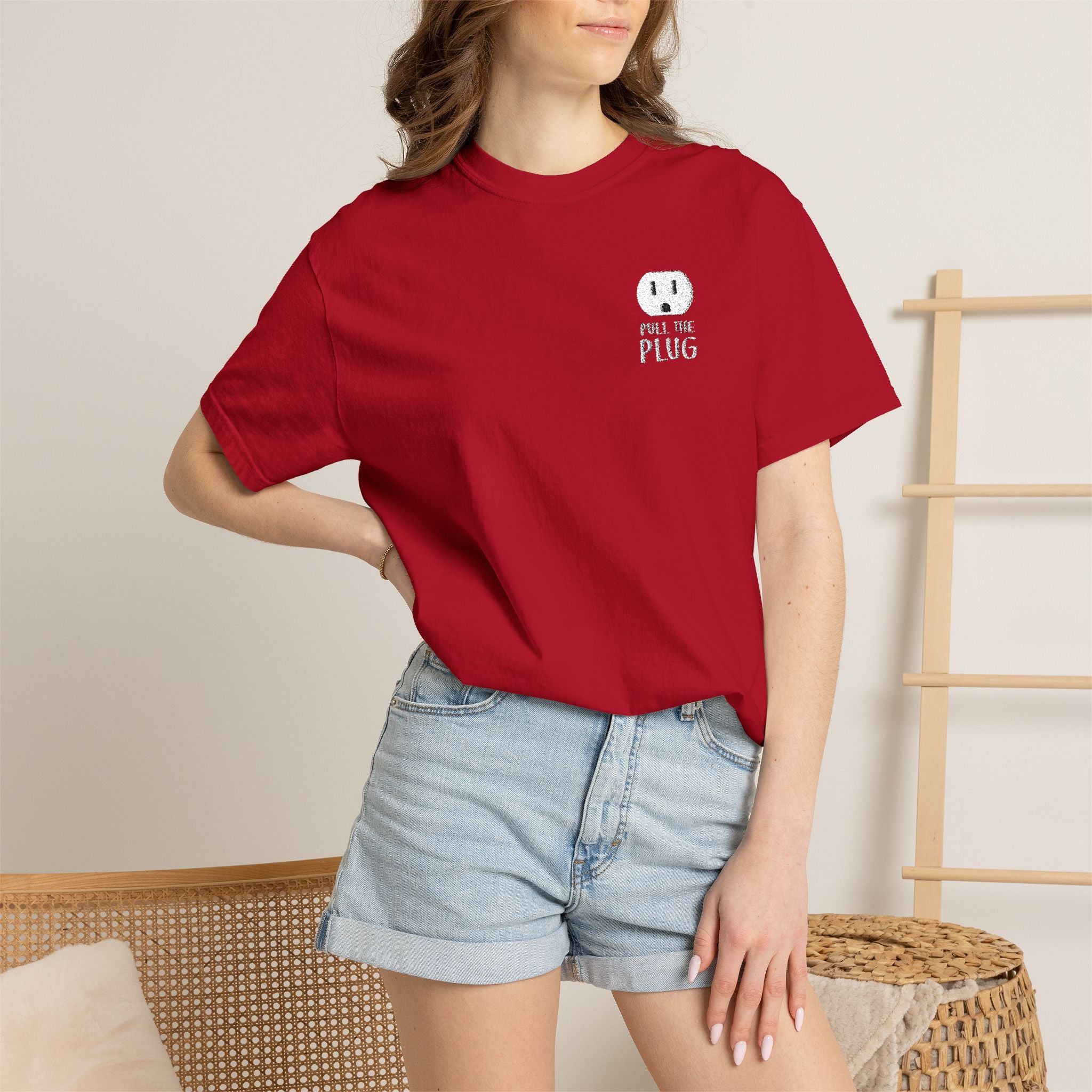 Pull The Plug Unisex T-shirt Pocket Design