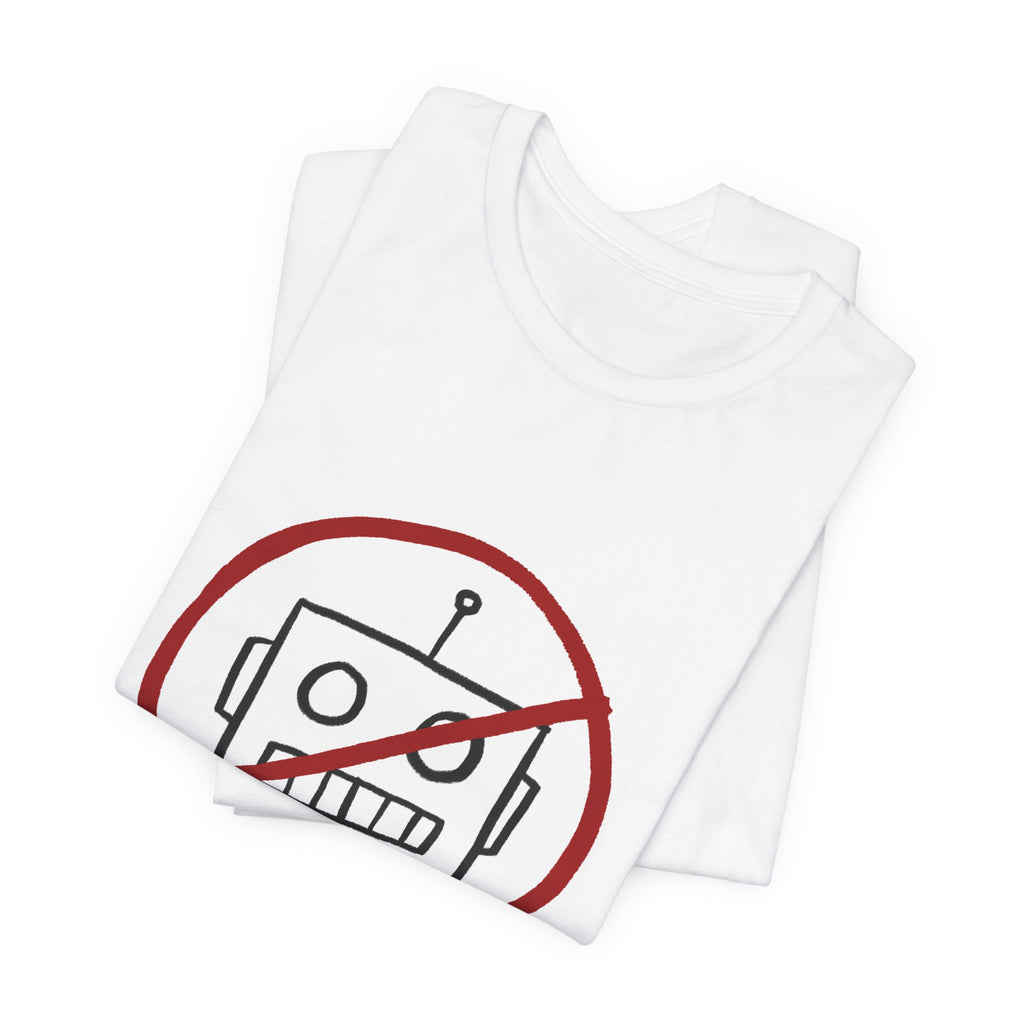 No AI Robot Unisex White Short Sleeve Tee
