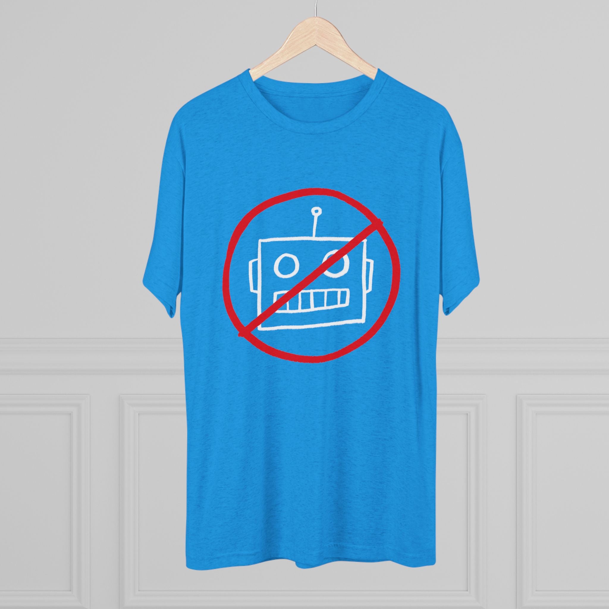 No AI Robot Unisex Tri-Blend Crew Tee