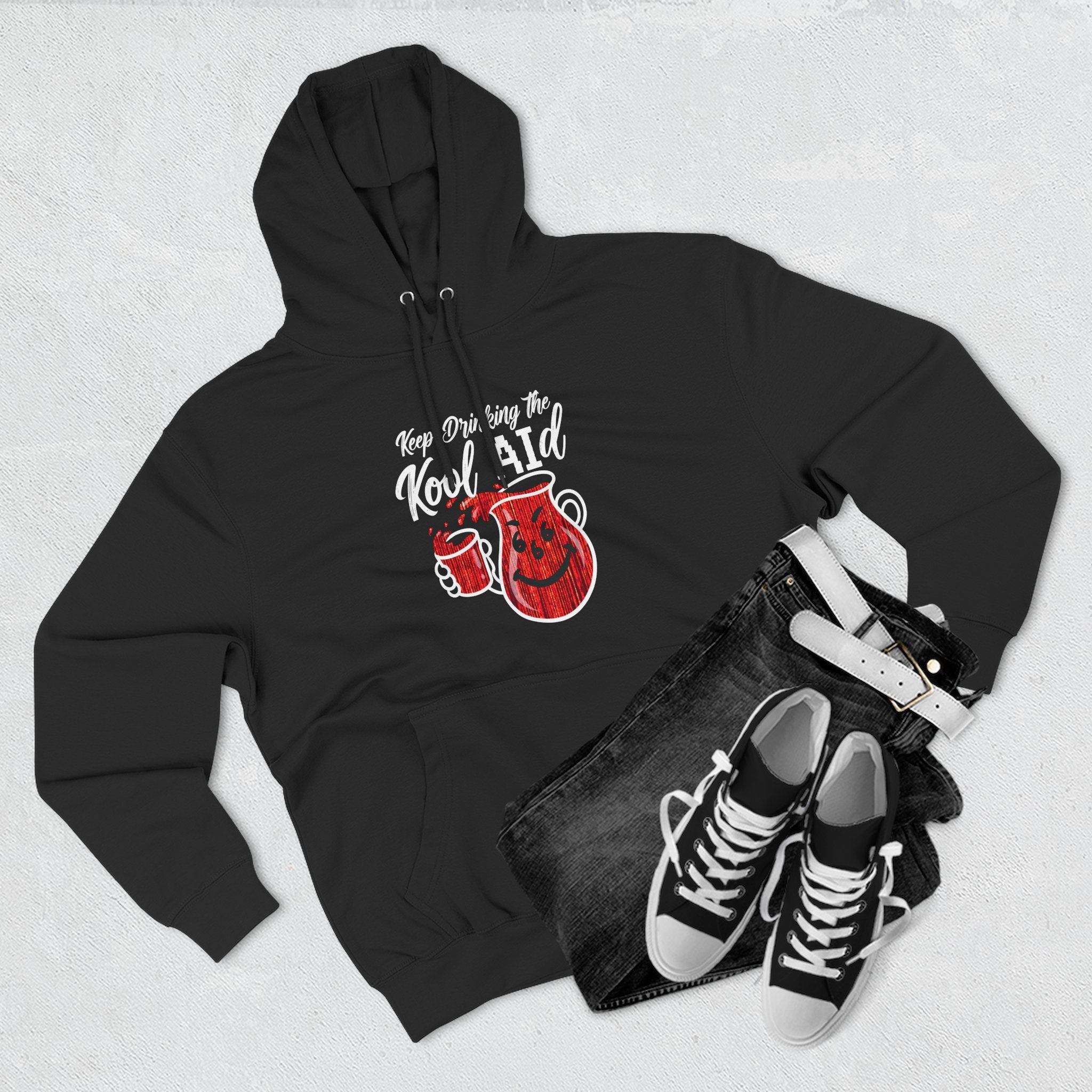 Anti AI KoolAId Three-Panel Fleece Hoodie
