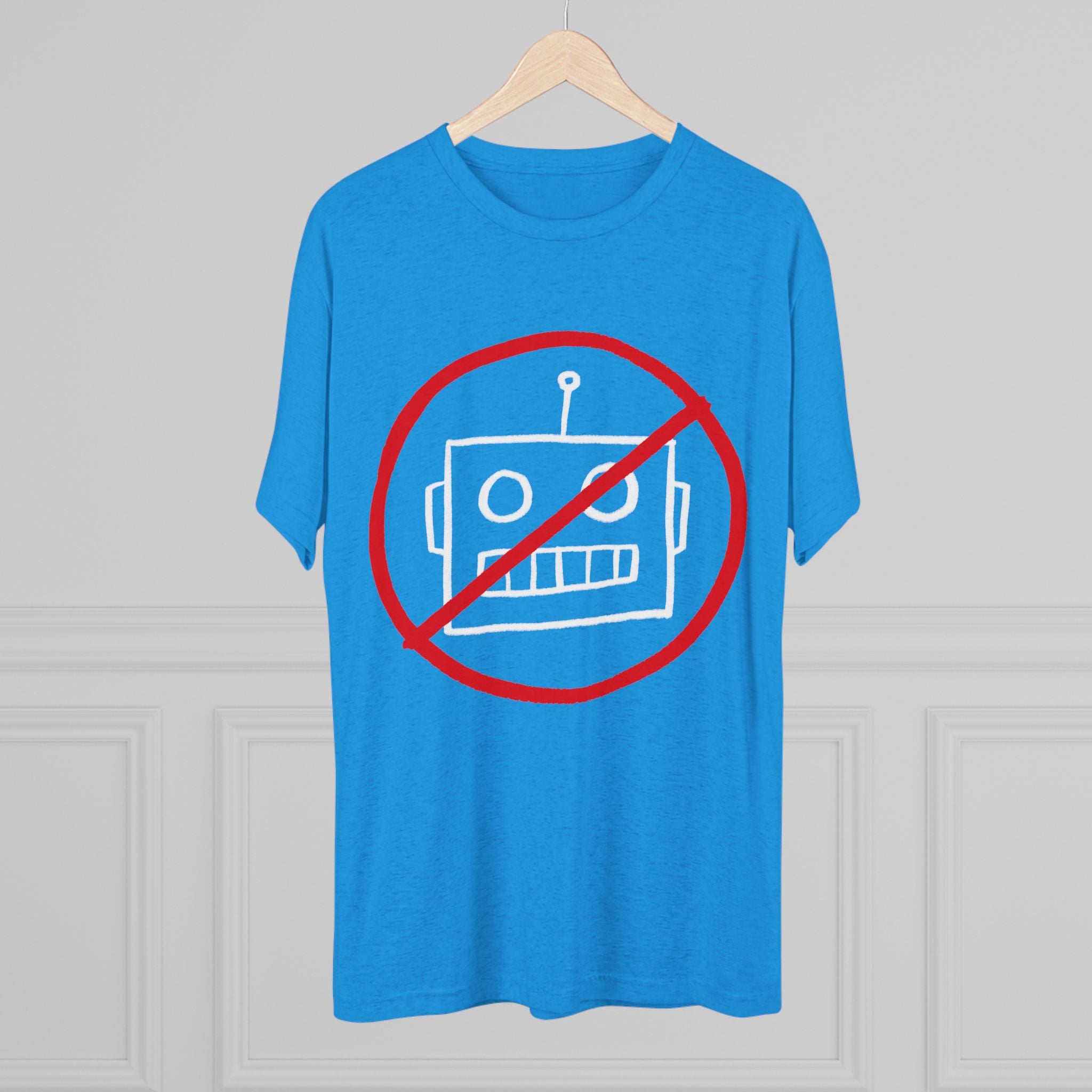 Unisex No AI Robot Tri-Blend Crew Tee