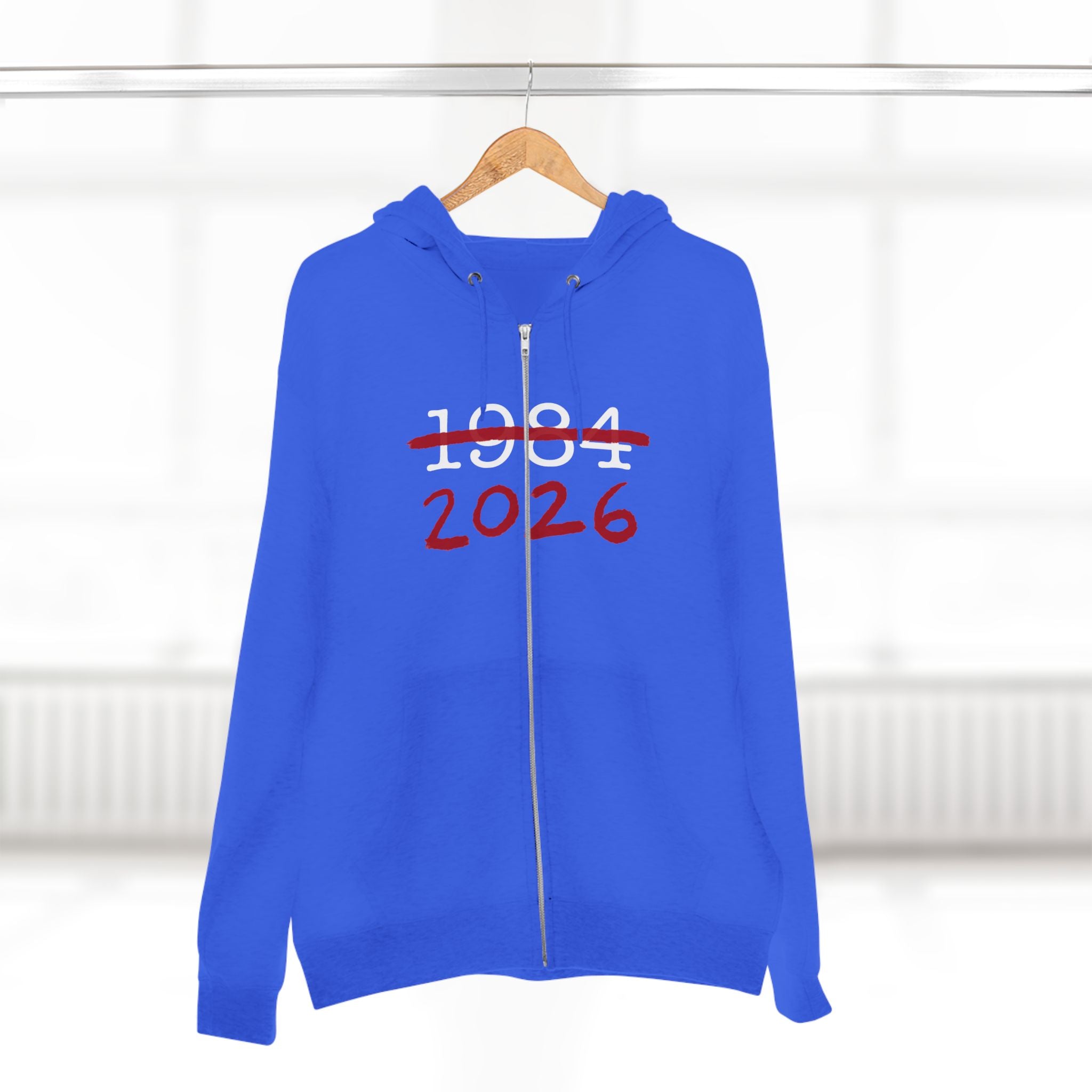 Anti Surveillance AI 1984 2026 Unisex Zip Hoodie