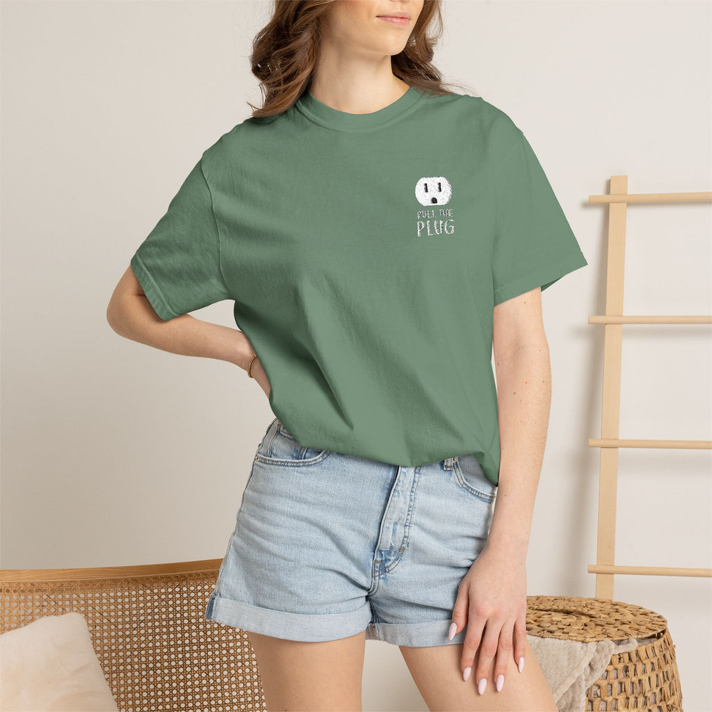 Pull The Plug Unisex T-shirt Pocket Design