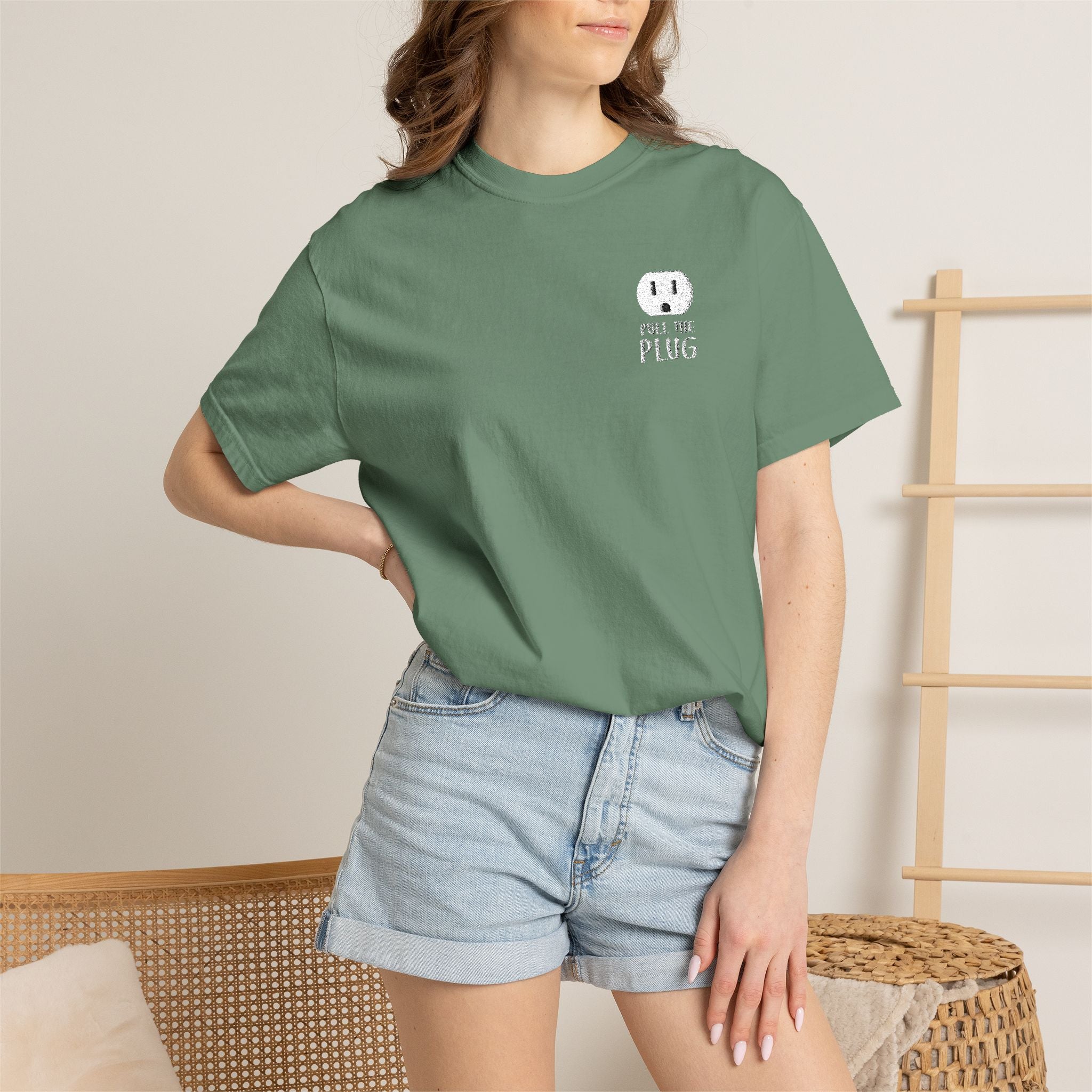 Pull The Plug Unisex T-shirt Pocket Design