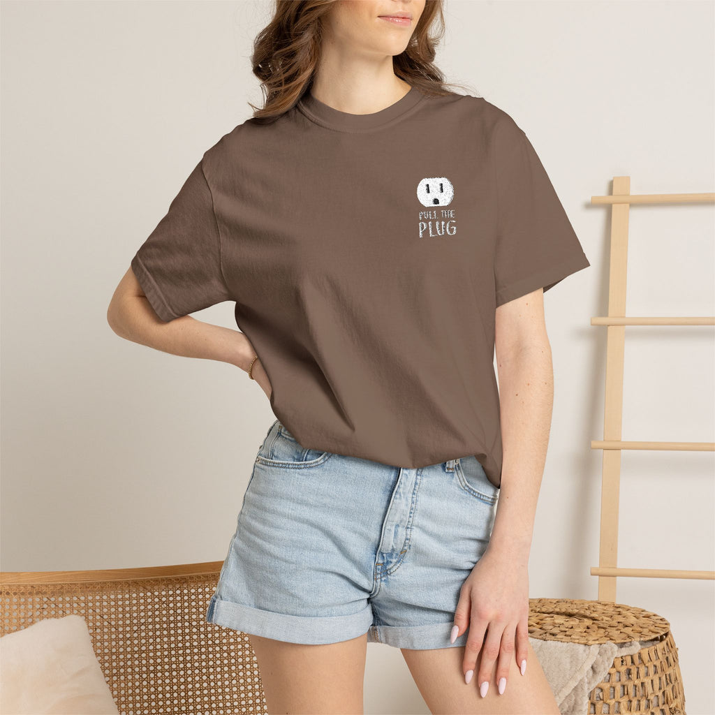 Pull The Plug Unisex T-shirt Pocket Design