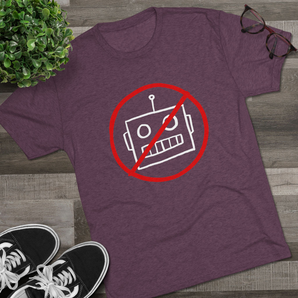 No AI Robot Unisex Tri-Blend Crew Tee