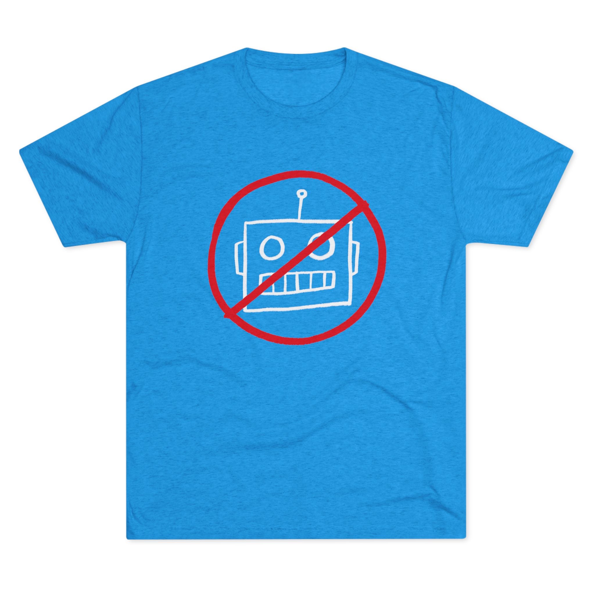 No AI Robot Unisex Tri-Blend Crew Tee