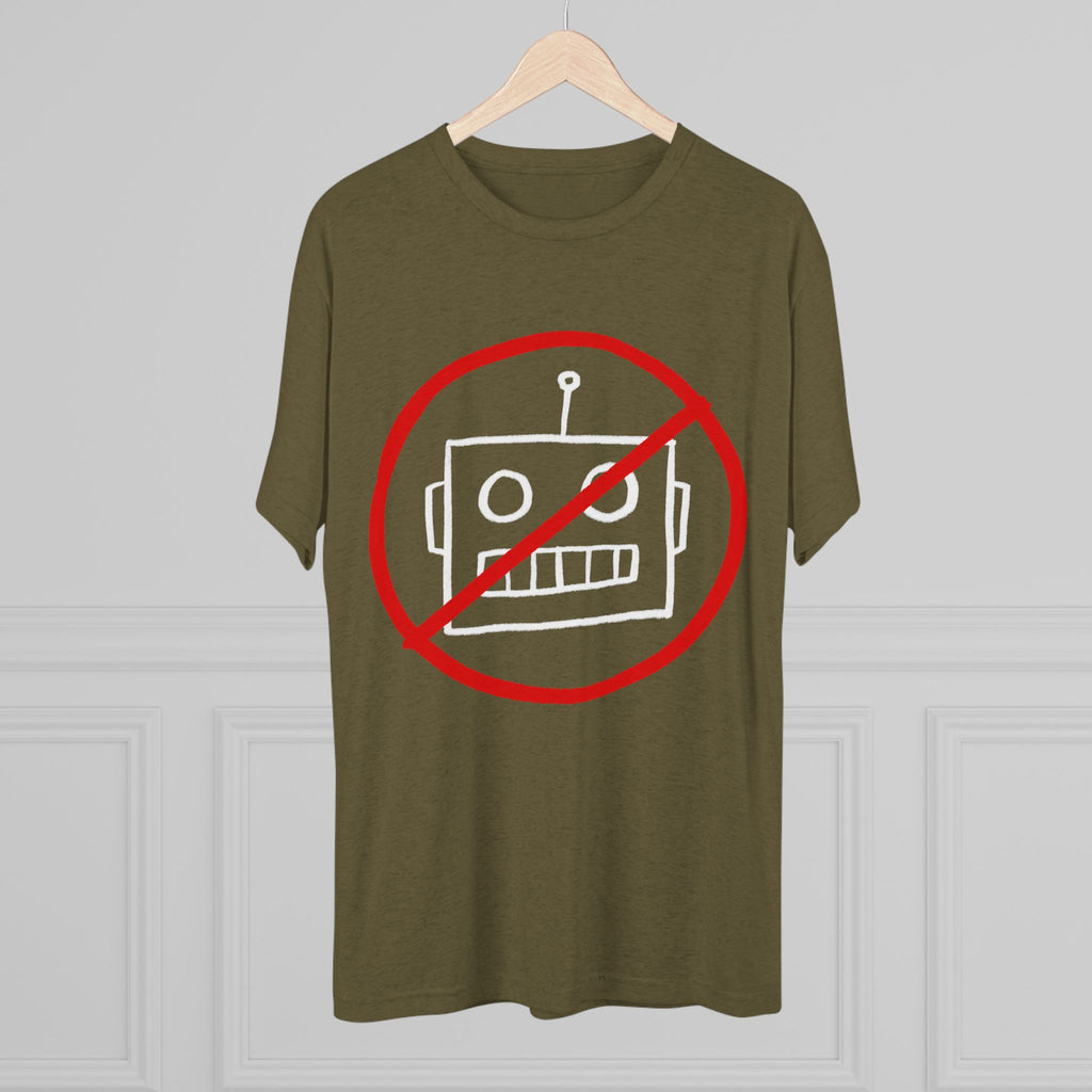 Unisex No AI Robot Tri-Blend Crew Tee