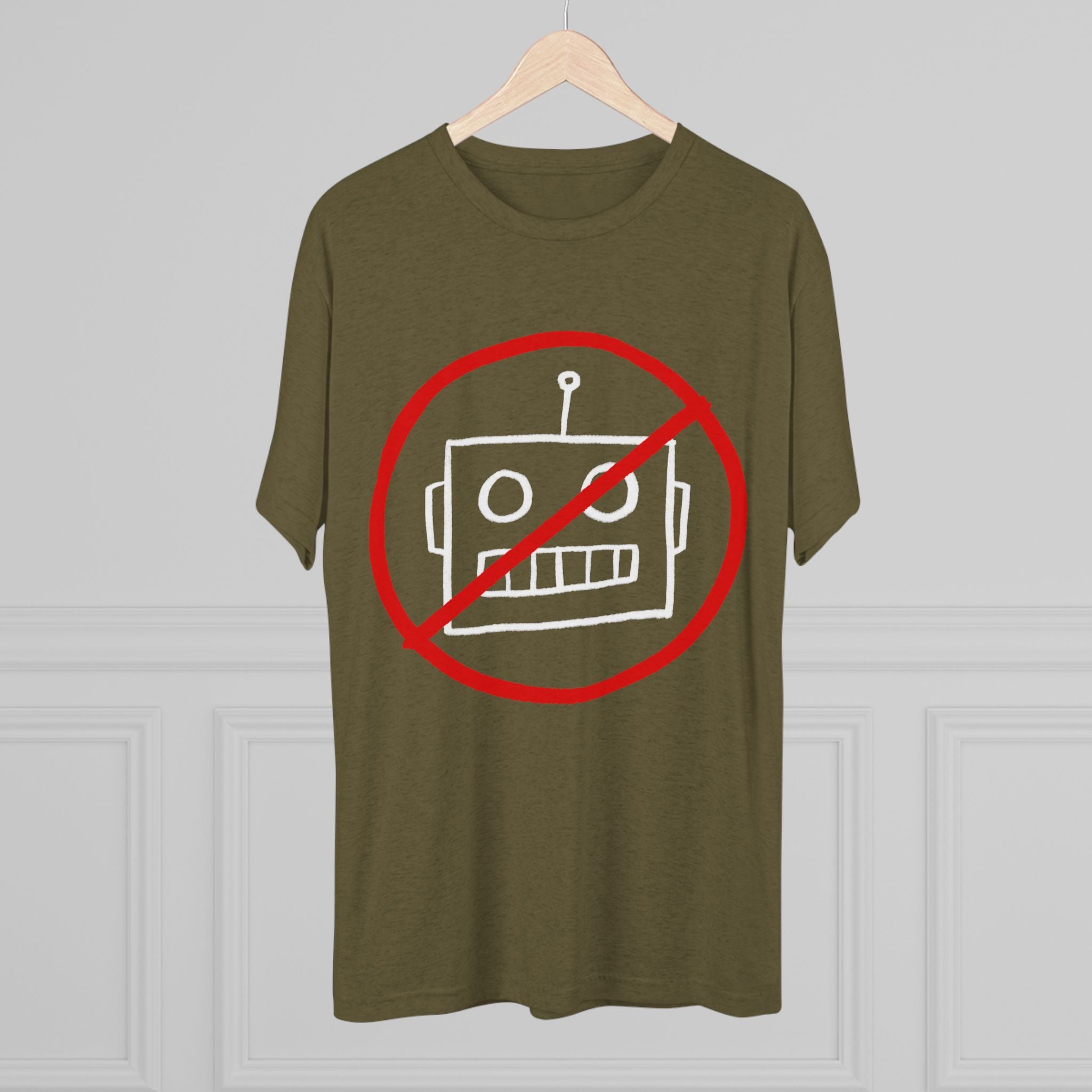 Unisex No AI Robot Tri-Blend Crew Tee
