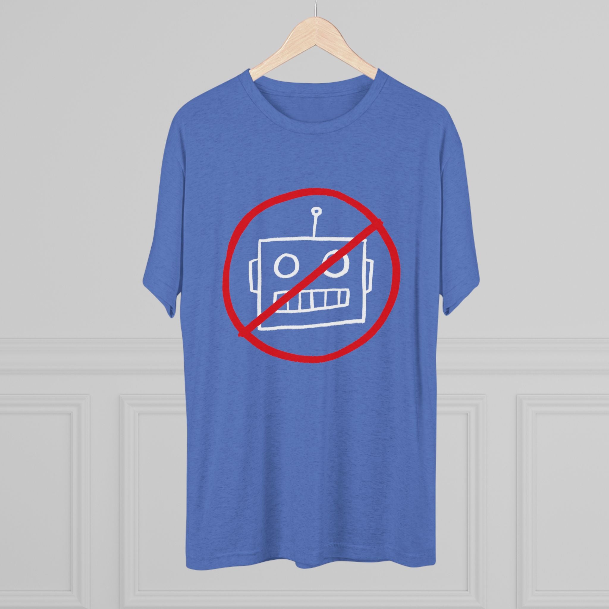 No AI Robot Unisex Tri-Blend Crew Tee