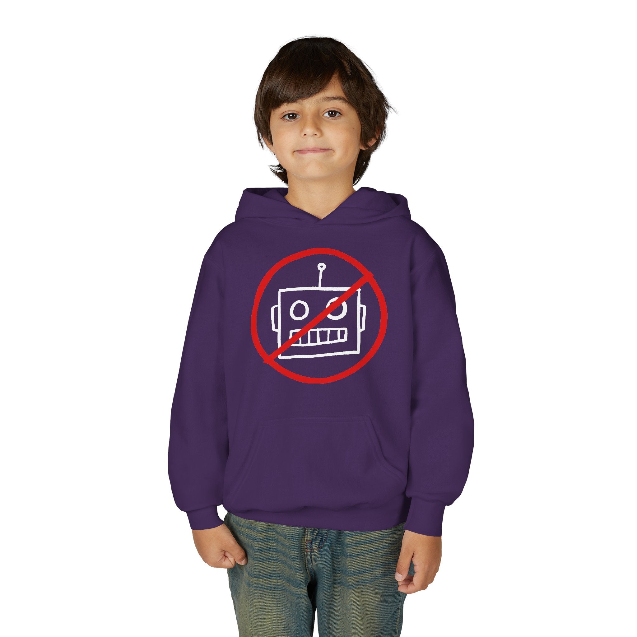 No AI Robot Youth Hooded Sweatshirt