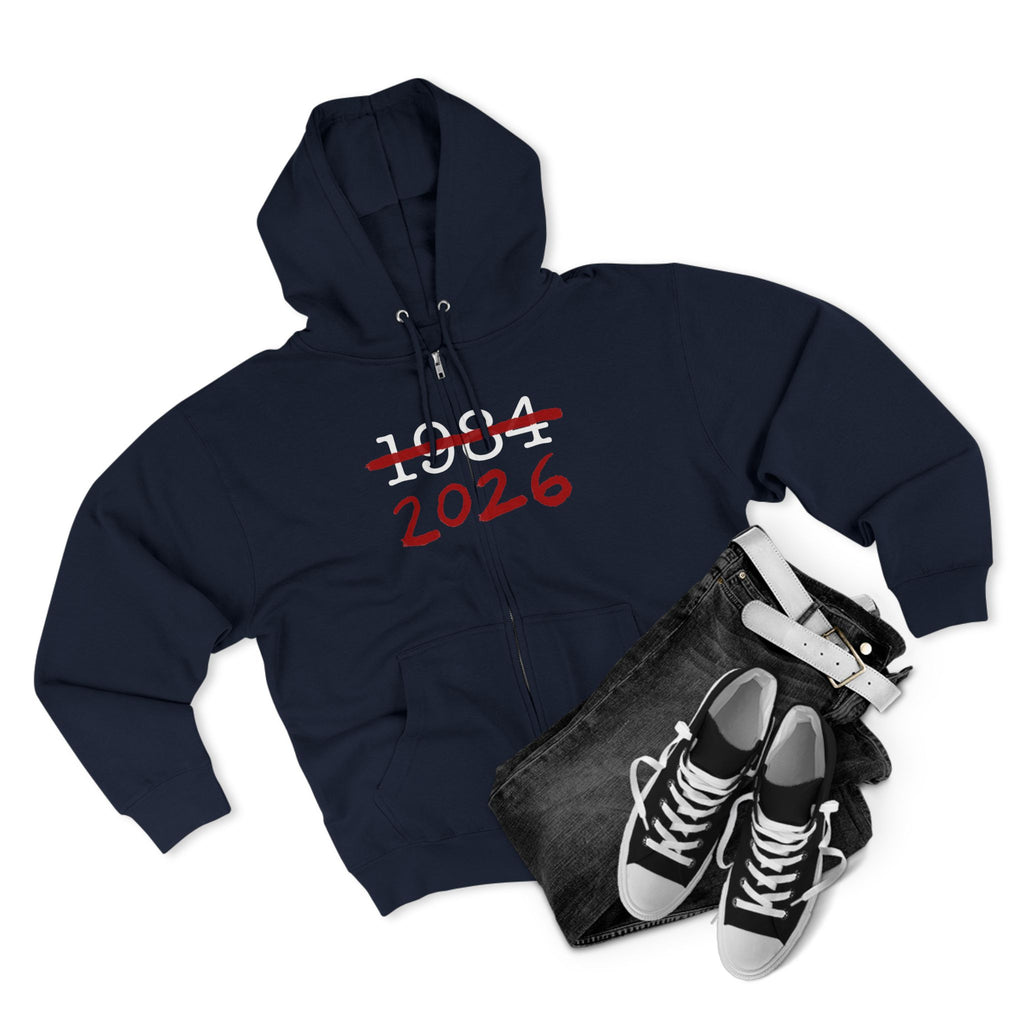 Anti Surveillance AI 1984 2026 Unisex Zip Hoodie