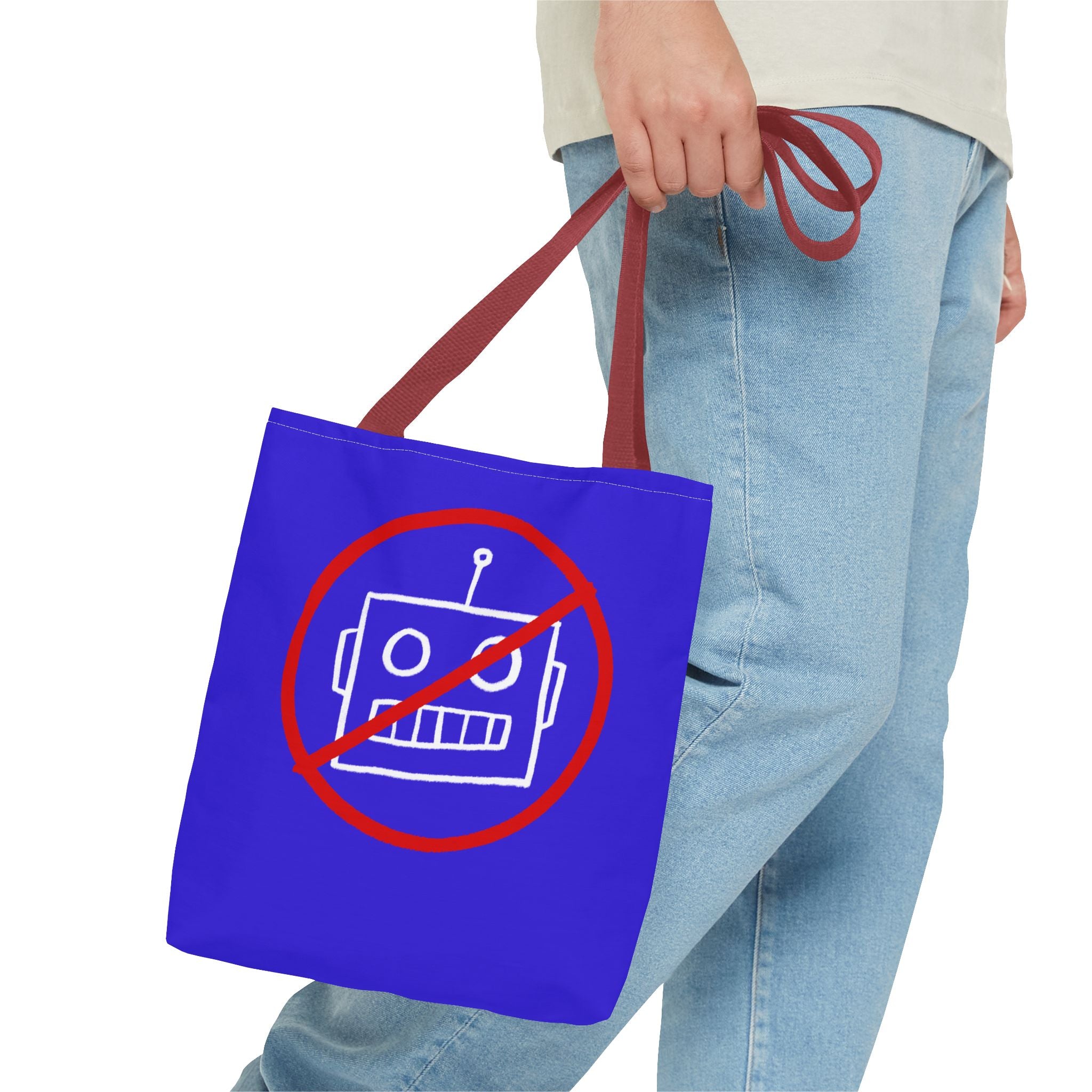 NO AI Robot Tote Bag (AOP)