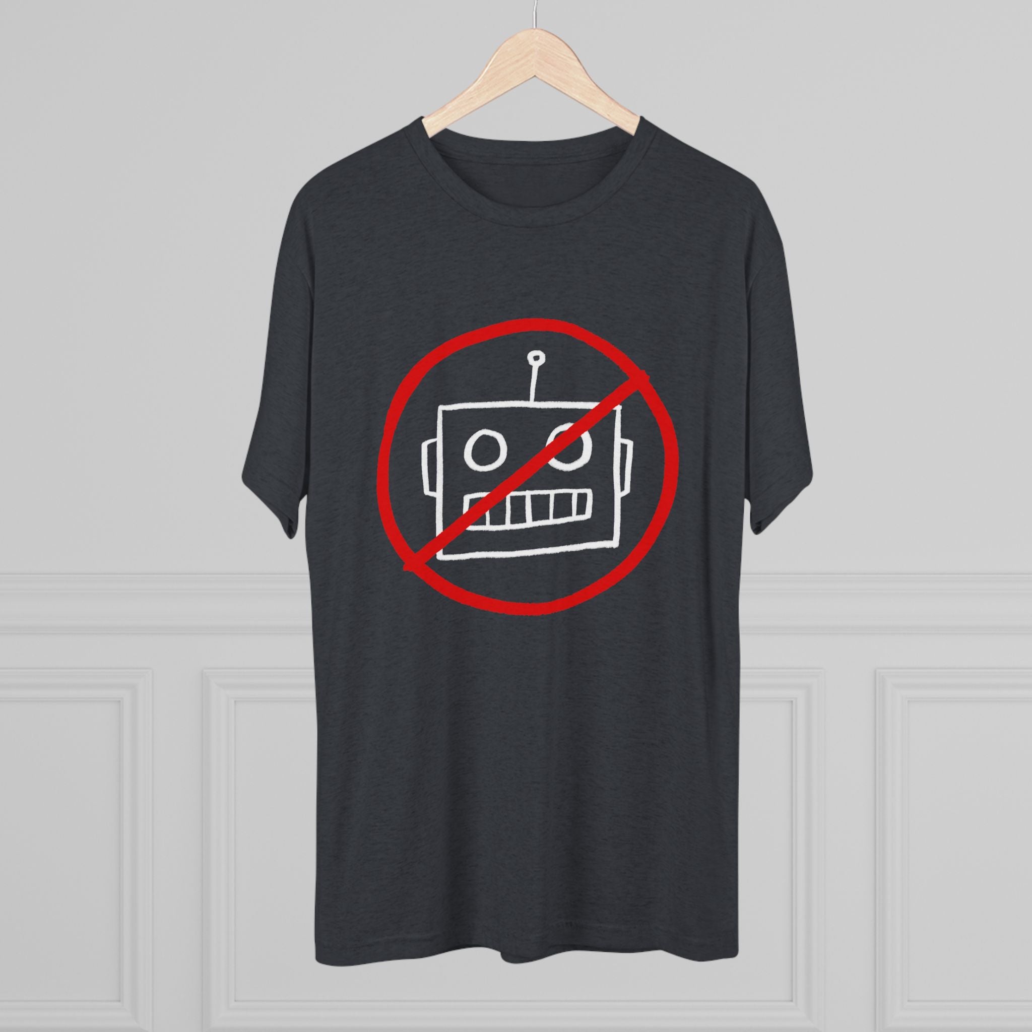 No AI Robot Unisex Tri-Blend Crew Tee