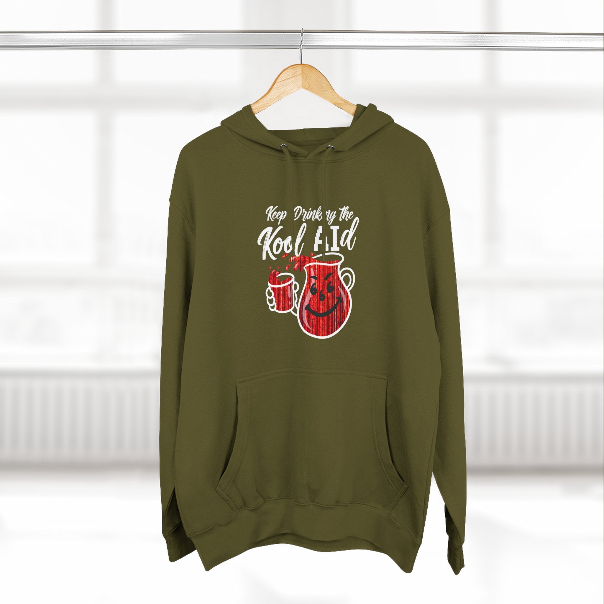 Anti AI KoolAId Three-Panel Fleece Hoodie
