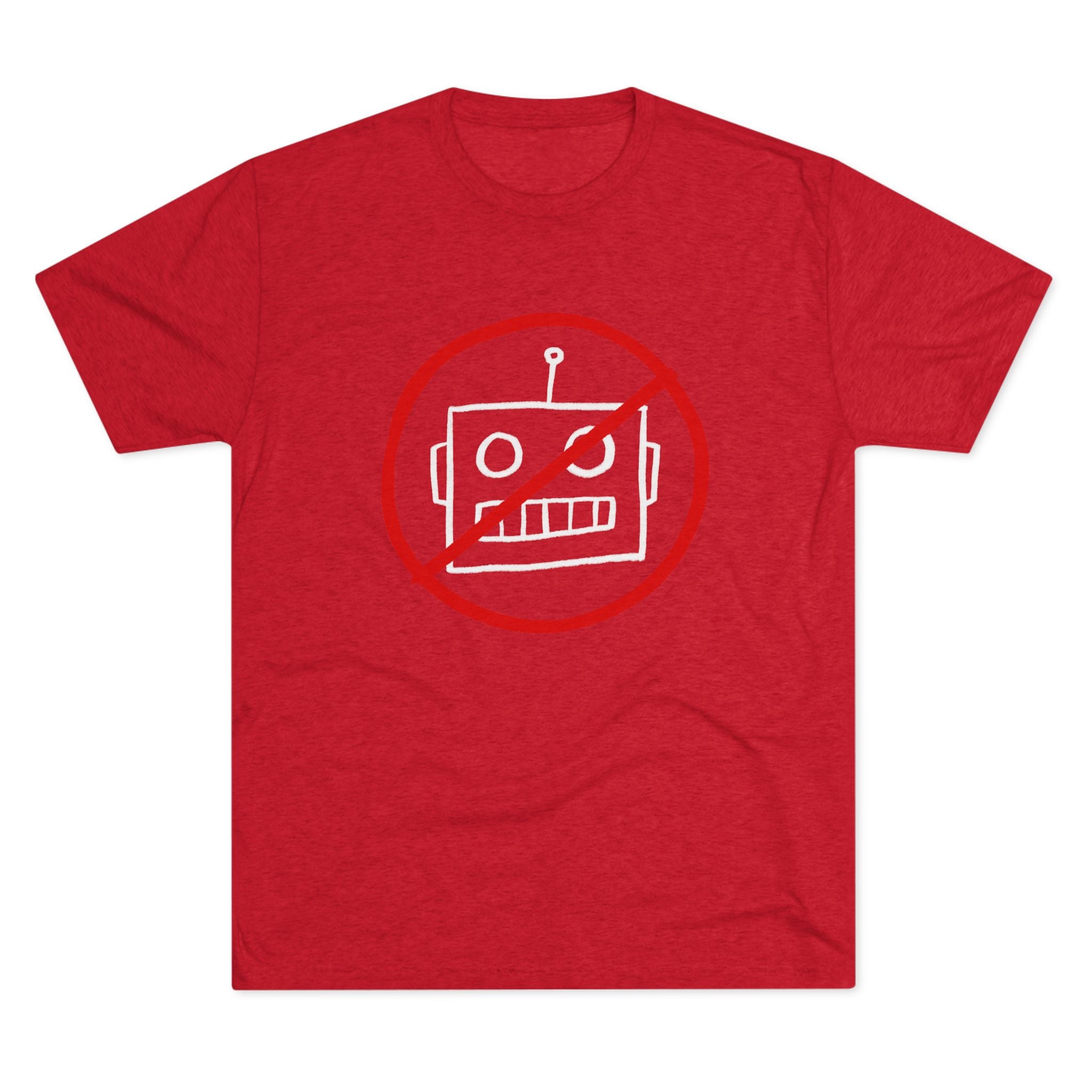 No AI Robot Unisex Tri-Blend Crew Tee