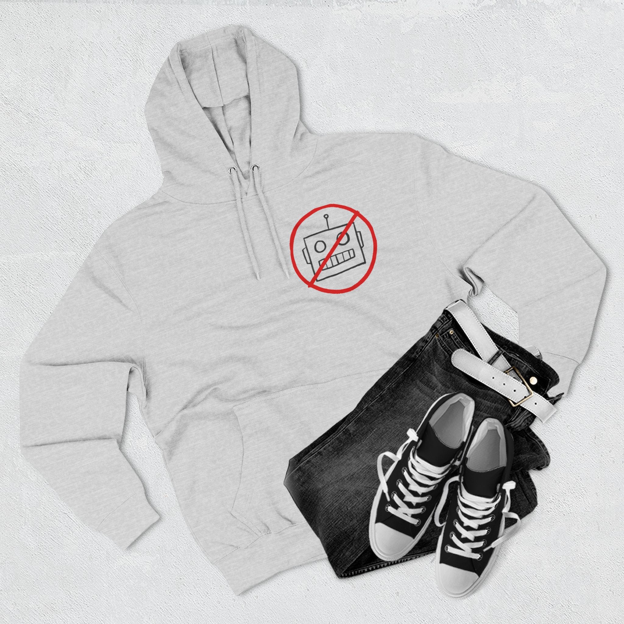 Robot Three-Panel Fleece Hoodie