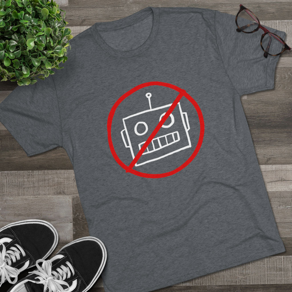 No AI Robot Unisex Tri-Blend Crew Tee