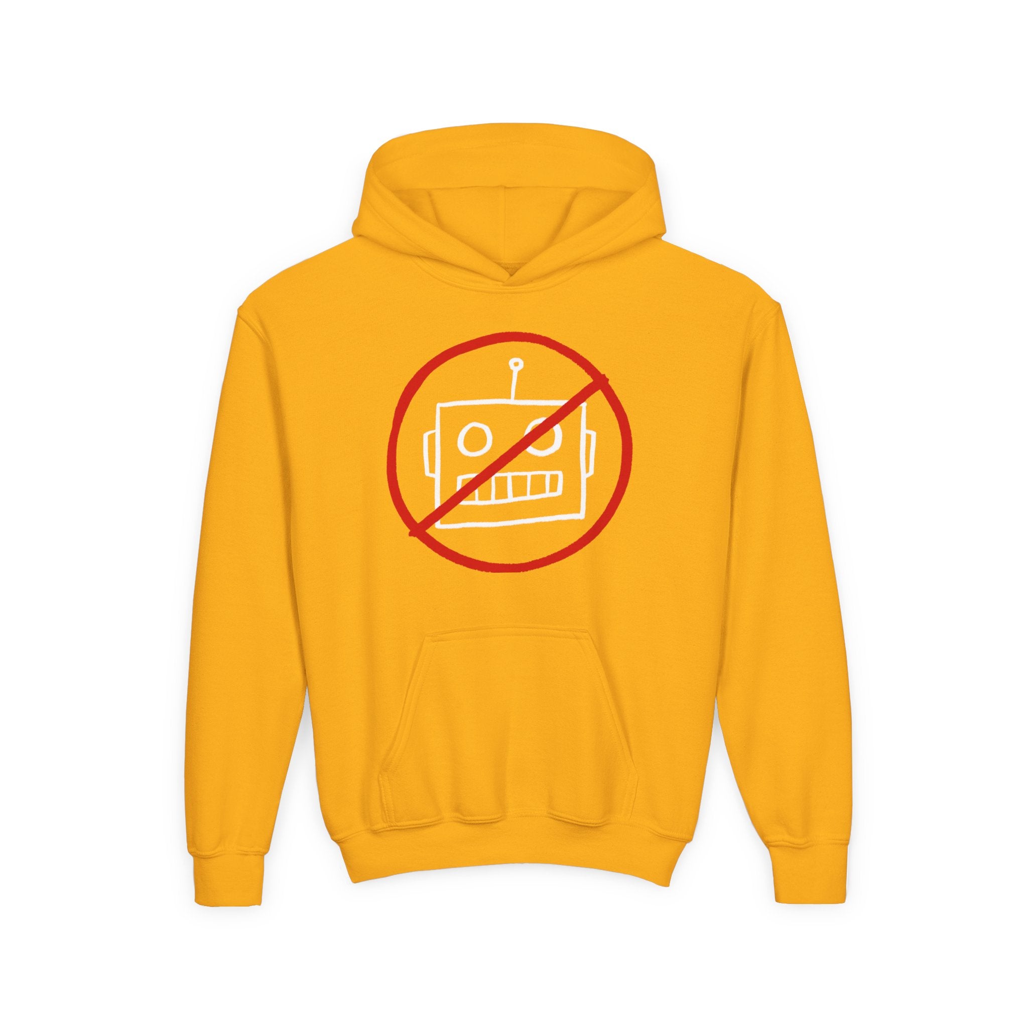 No AI Robot Youth Hooded Sweatshirt