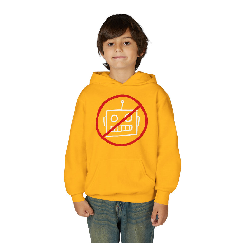 No AI Robot Youth Hooded Sweatshirt