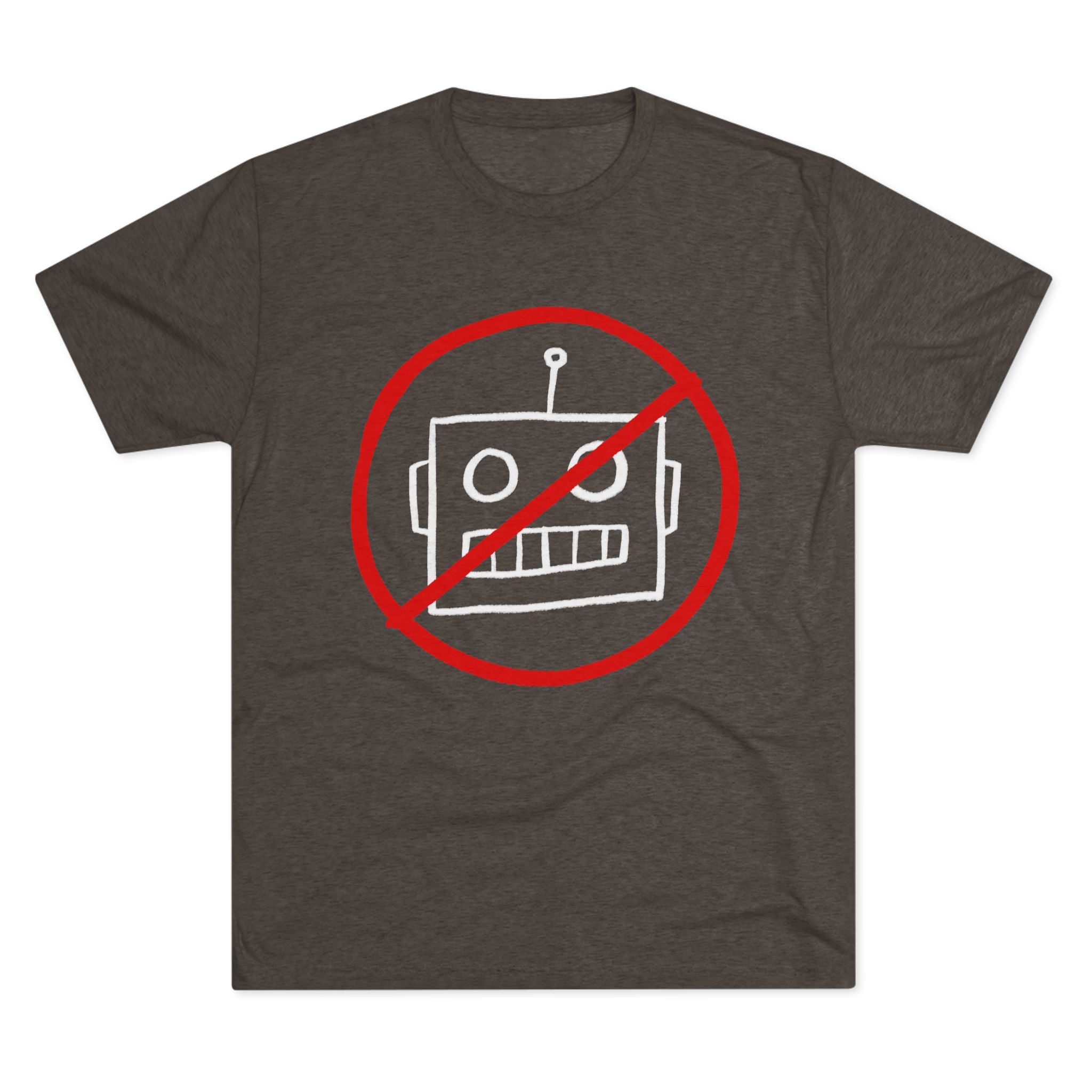 Unisex No AI Robot Tri-Blend Crew Tee