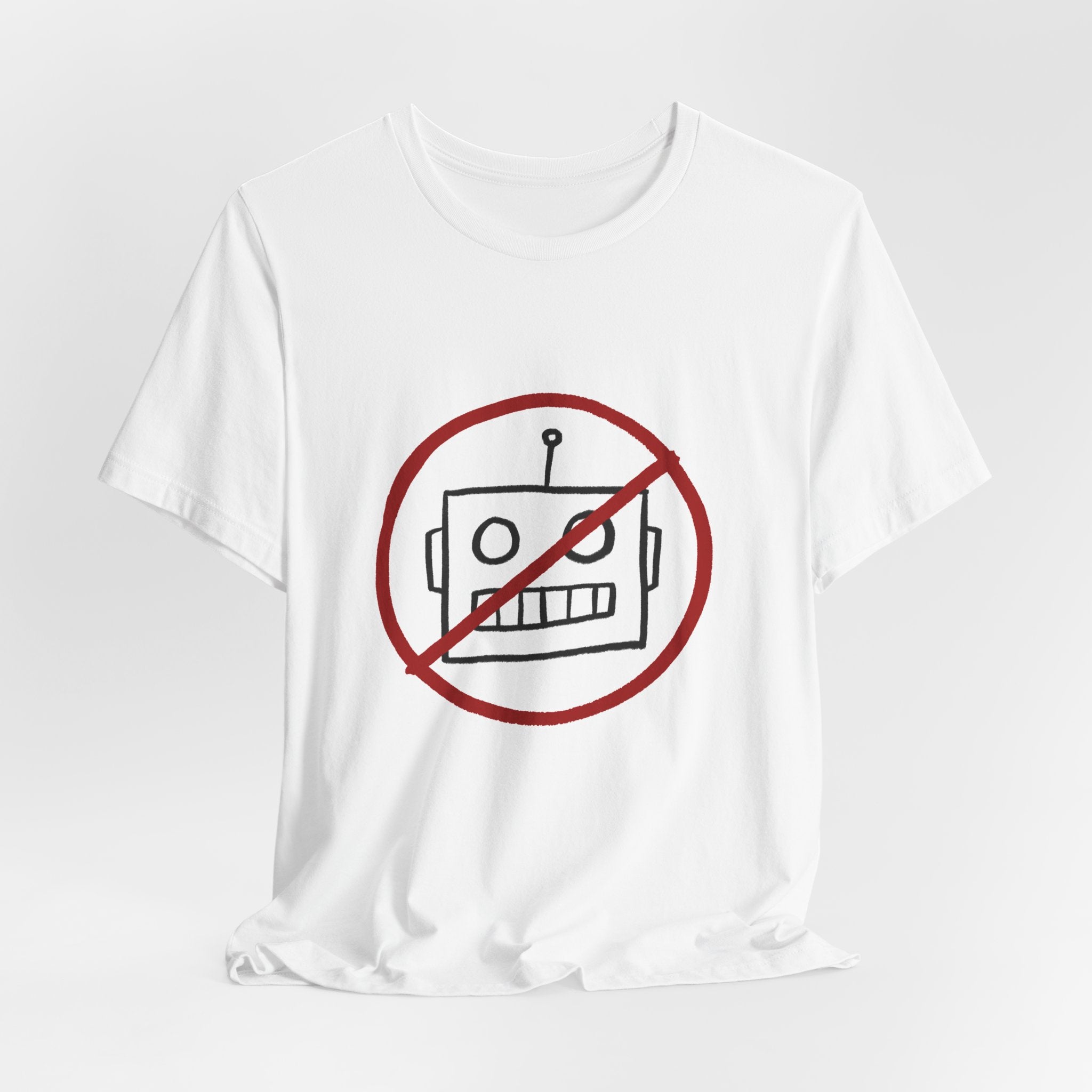 No AI Robot Unisex White Short Sleeve Tee