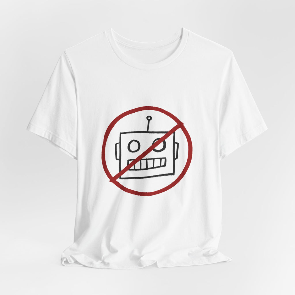 No AI Robot Unisex White Short Sleeve Tee