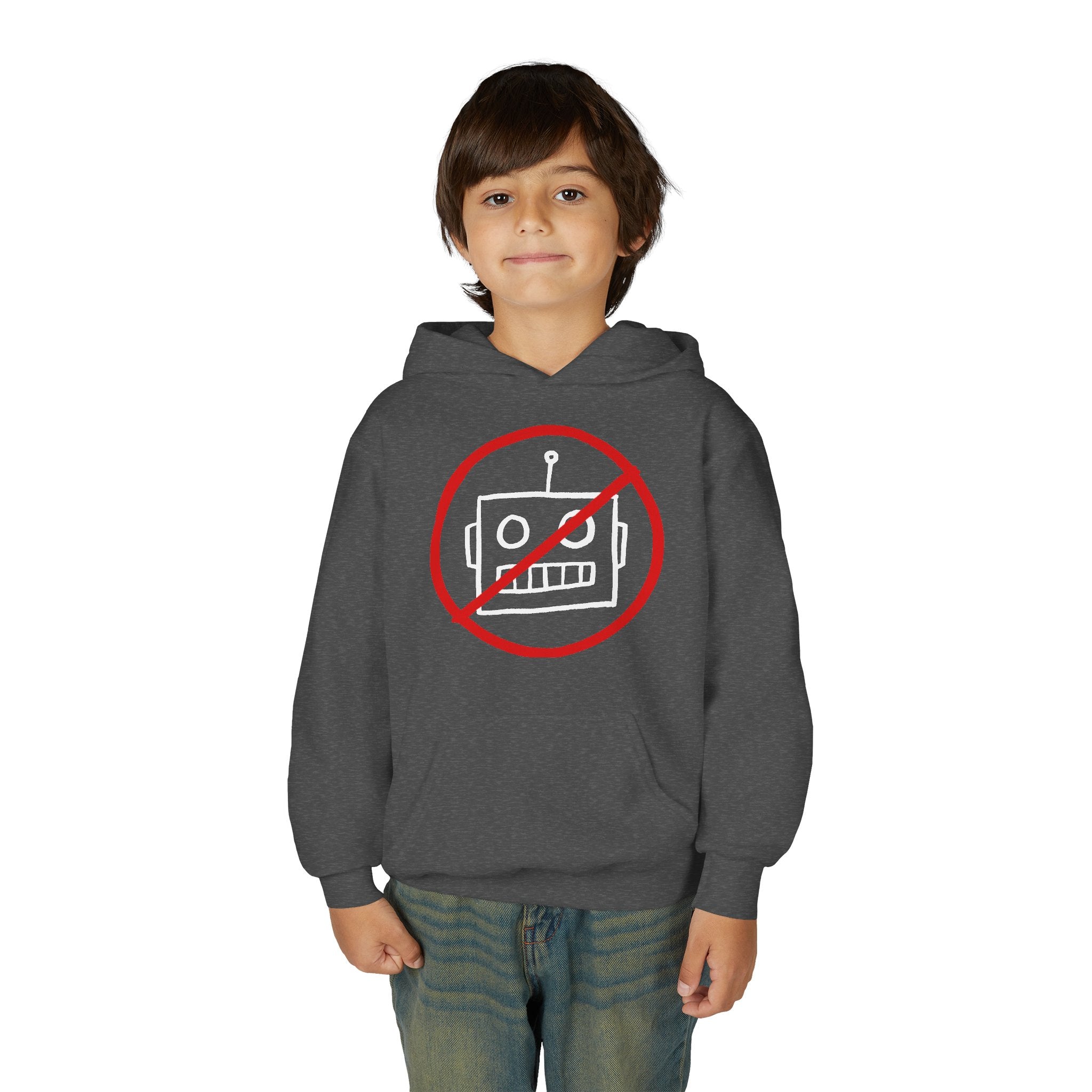 No AI Robot Youth Hooded Sweatshirt