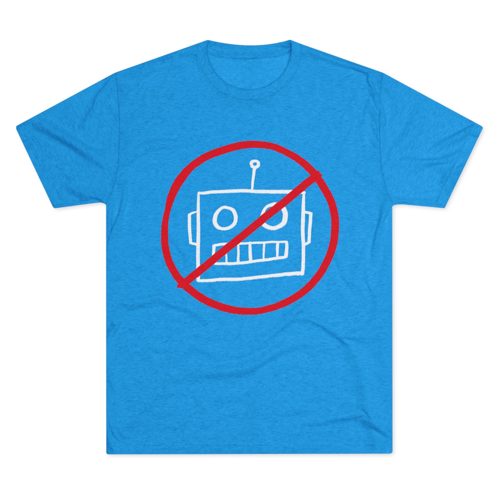 Unisex No AI Robot Tri-Blend Crew Tee