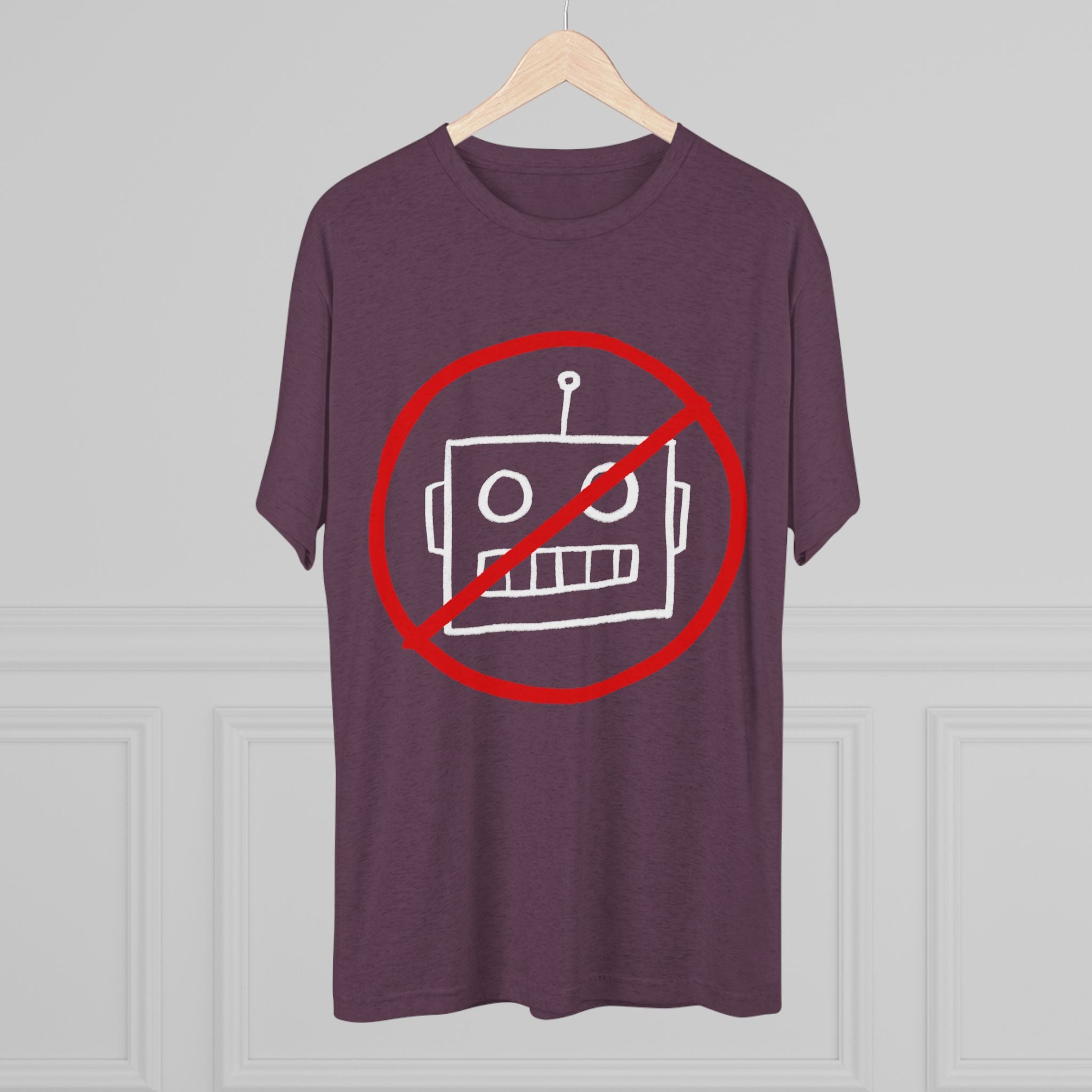 Unisex No AI Robot Tri-Blend Crew Tee