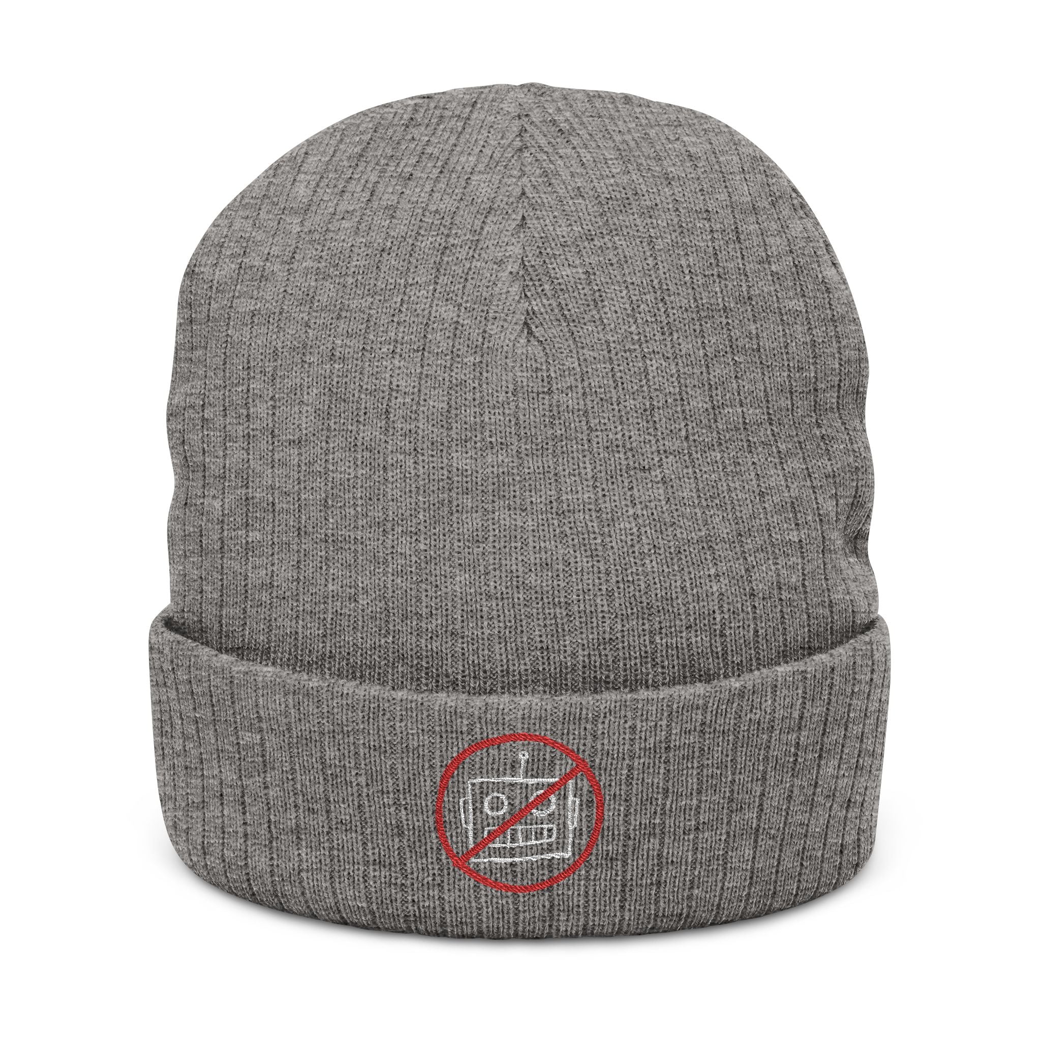 No AI Robot Ribbed Knit Beanie