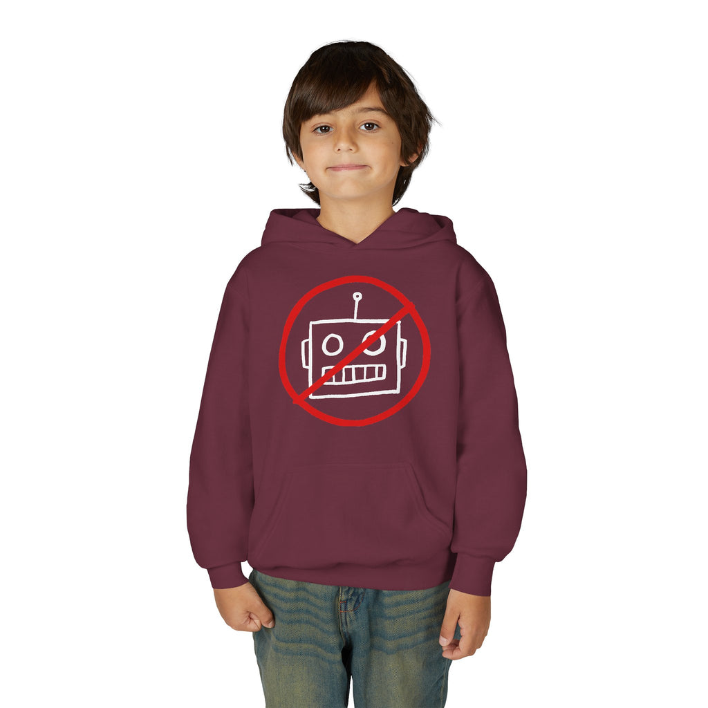 No AI Robot Youth Hooded Sweatshirt