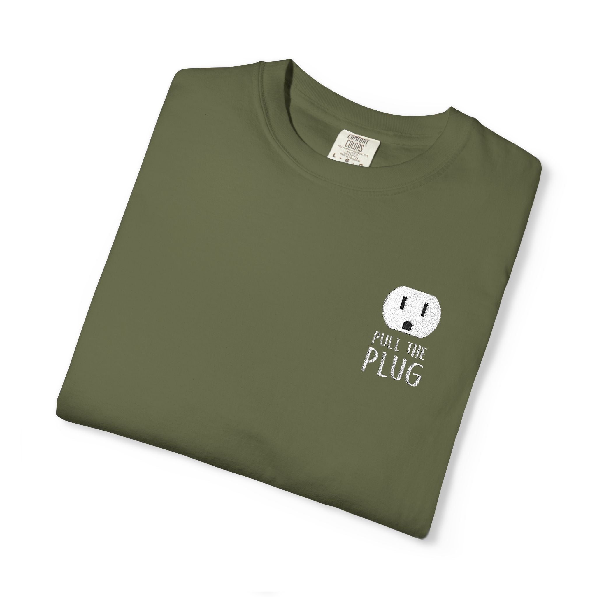 Pull The Plug Unisex T-shirt Pocket Design