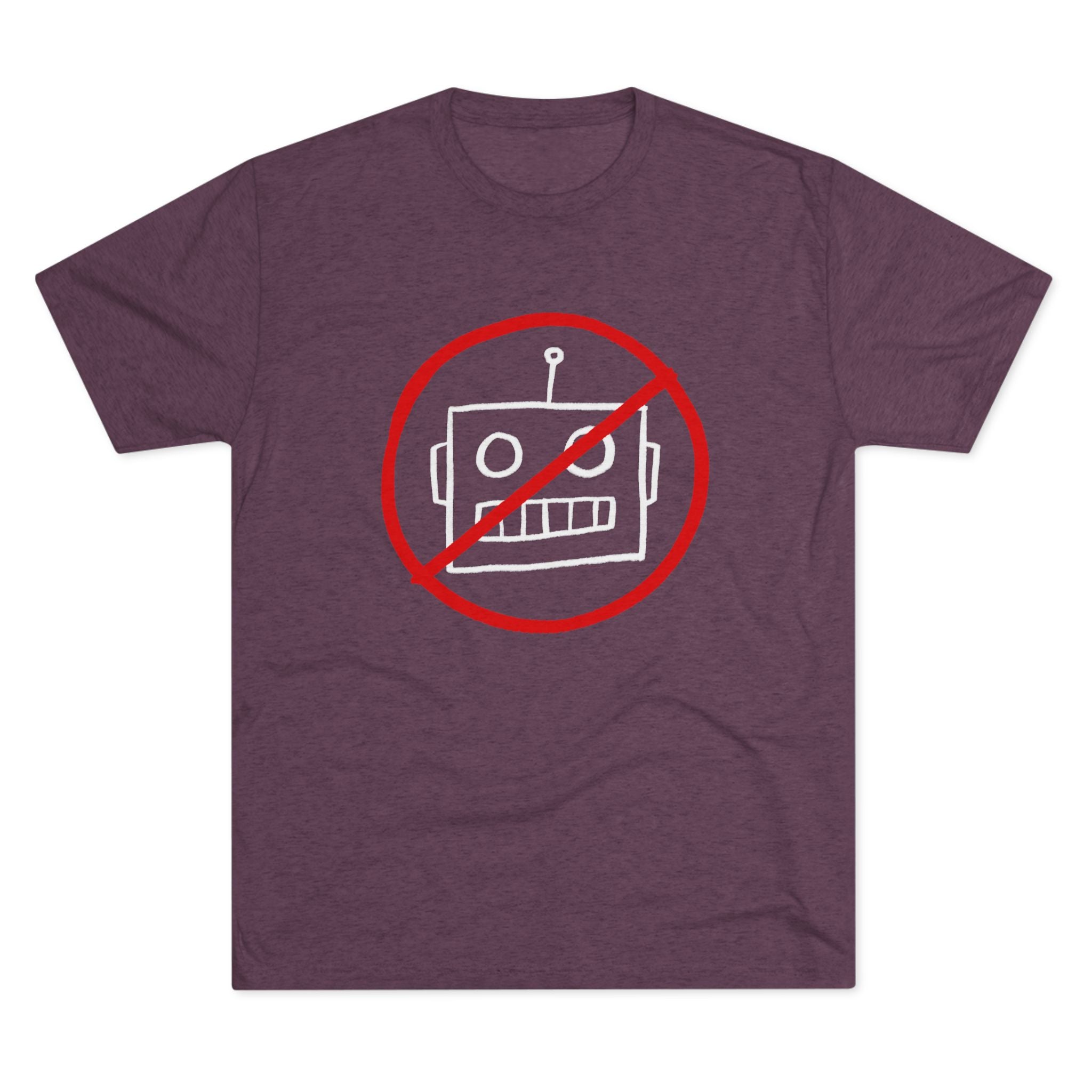 No AI Robot Unisex Tri-Blend Crew Tee