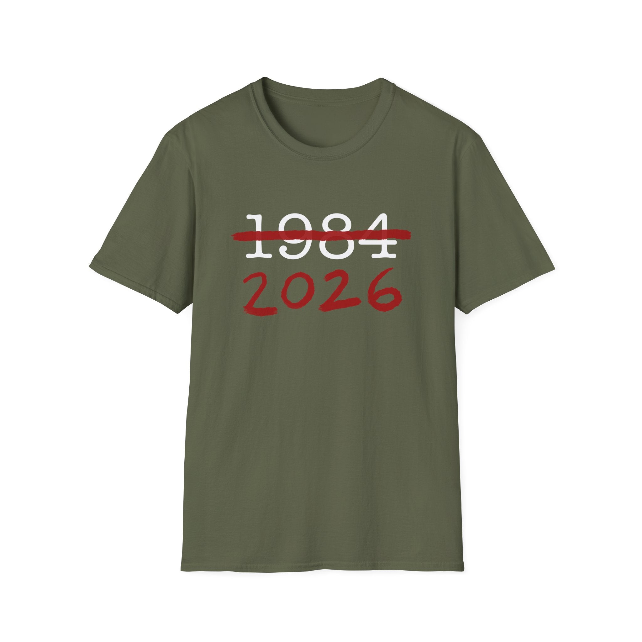 1984 2026 Orwell-Style Anti AI Surveillance Unisex Softstyle T-Shirt