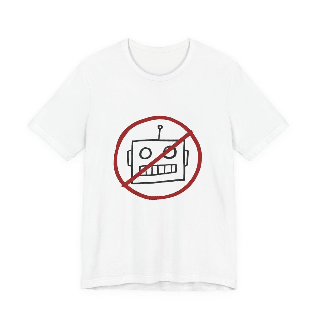 No AI Robot Unisex White Short Sleeve Tee