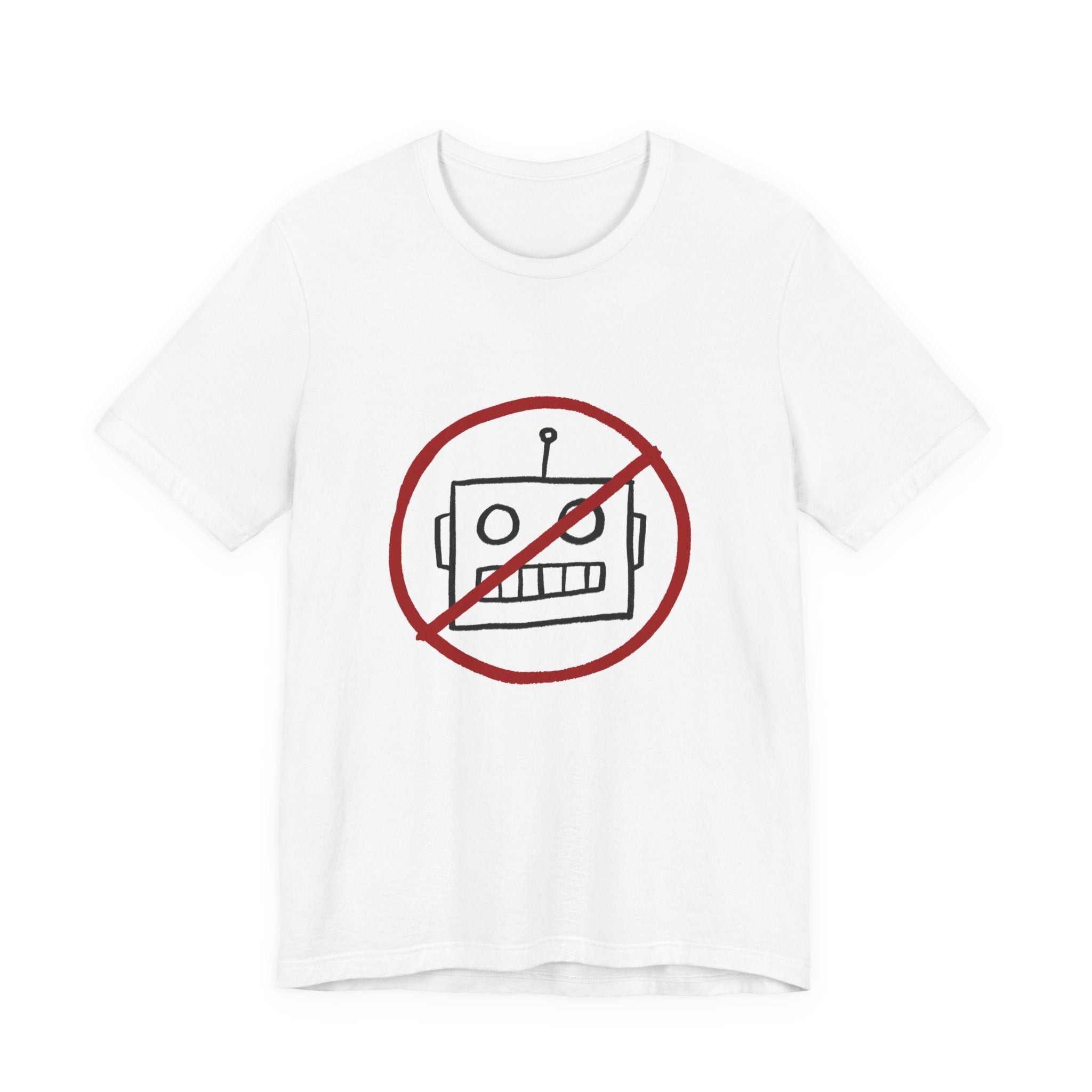 No AI Robot Unisex White Short Sleeve Tee