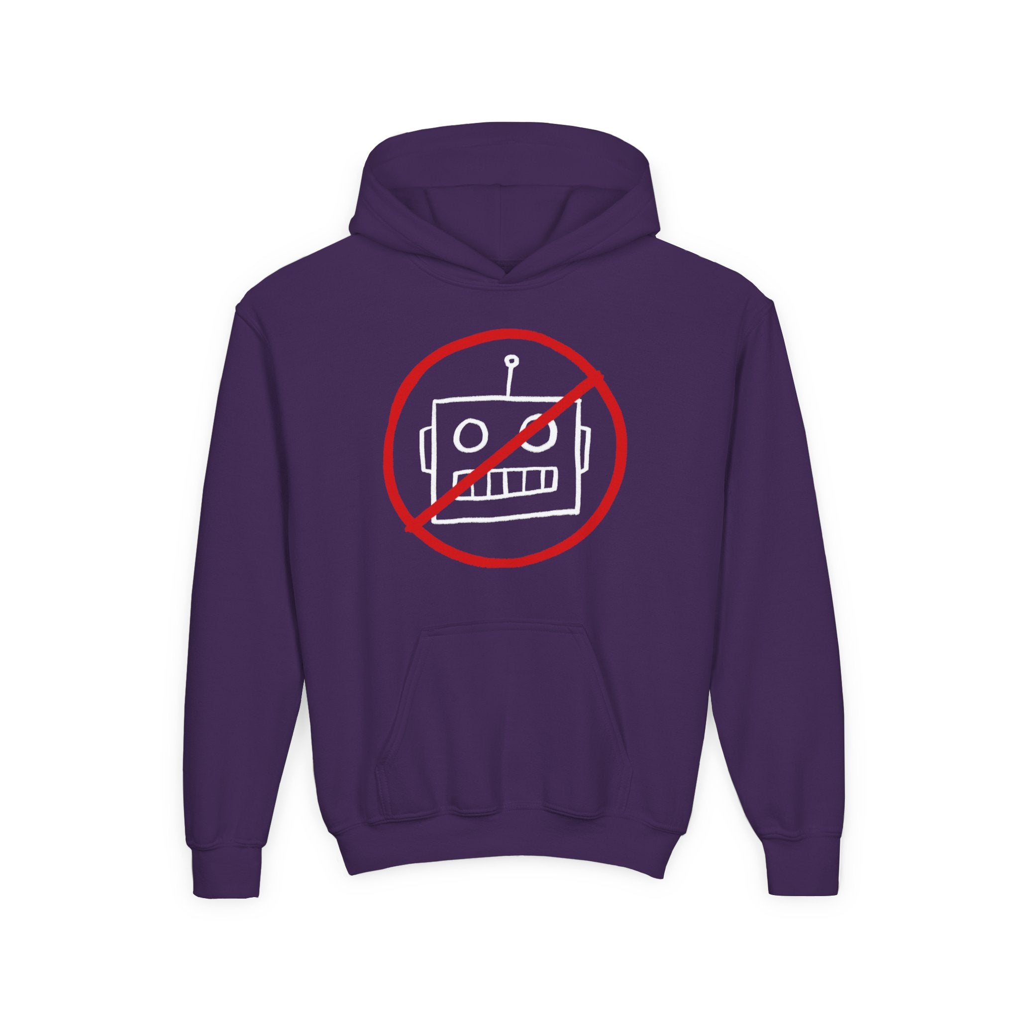 No AI Robot Youth Hooded Sweatshirt