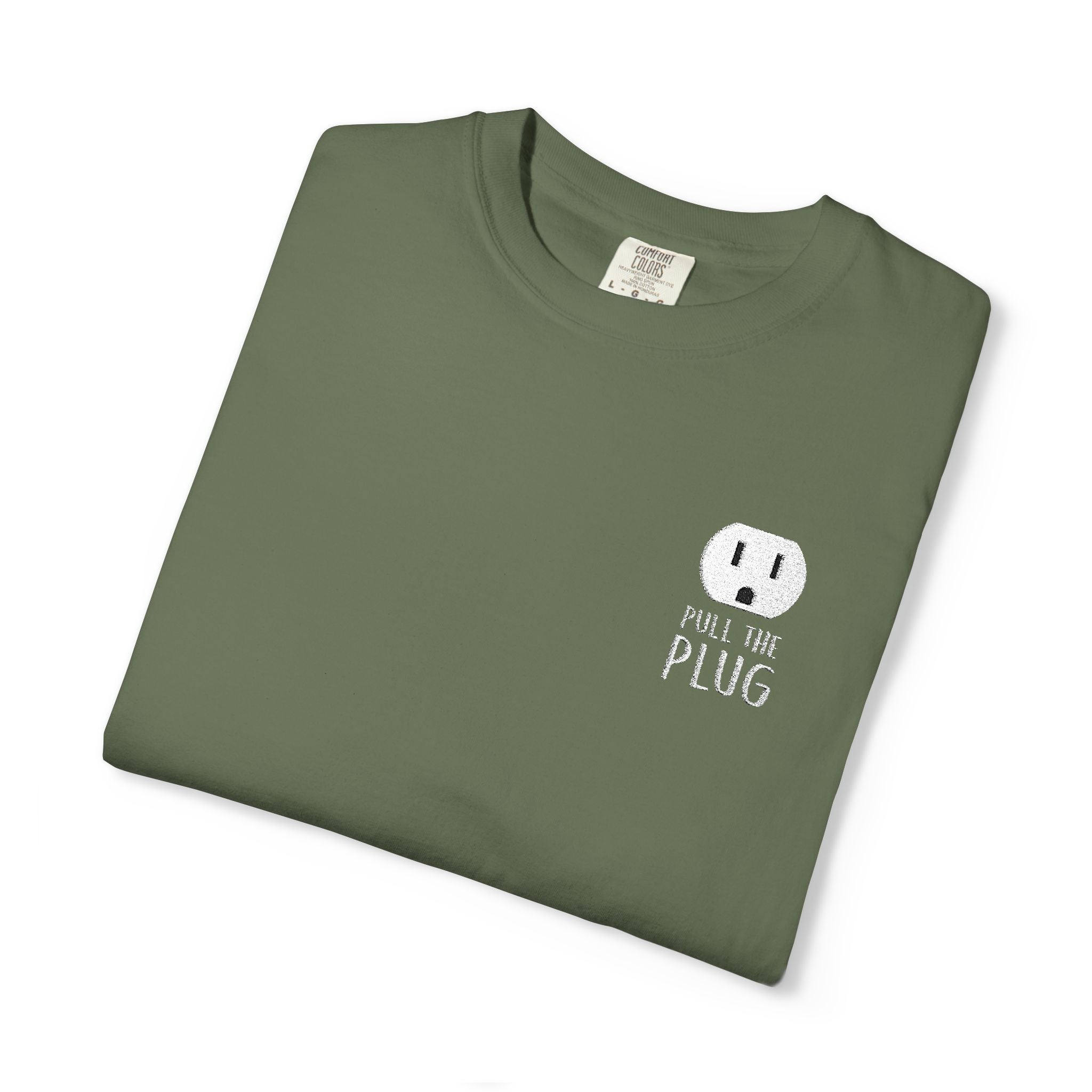 Pull The Plug Unisex T-shirt Pocket Design