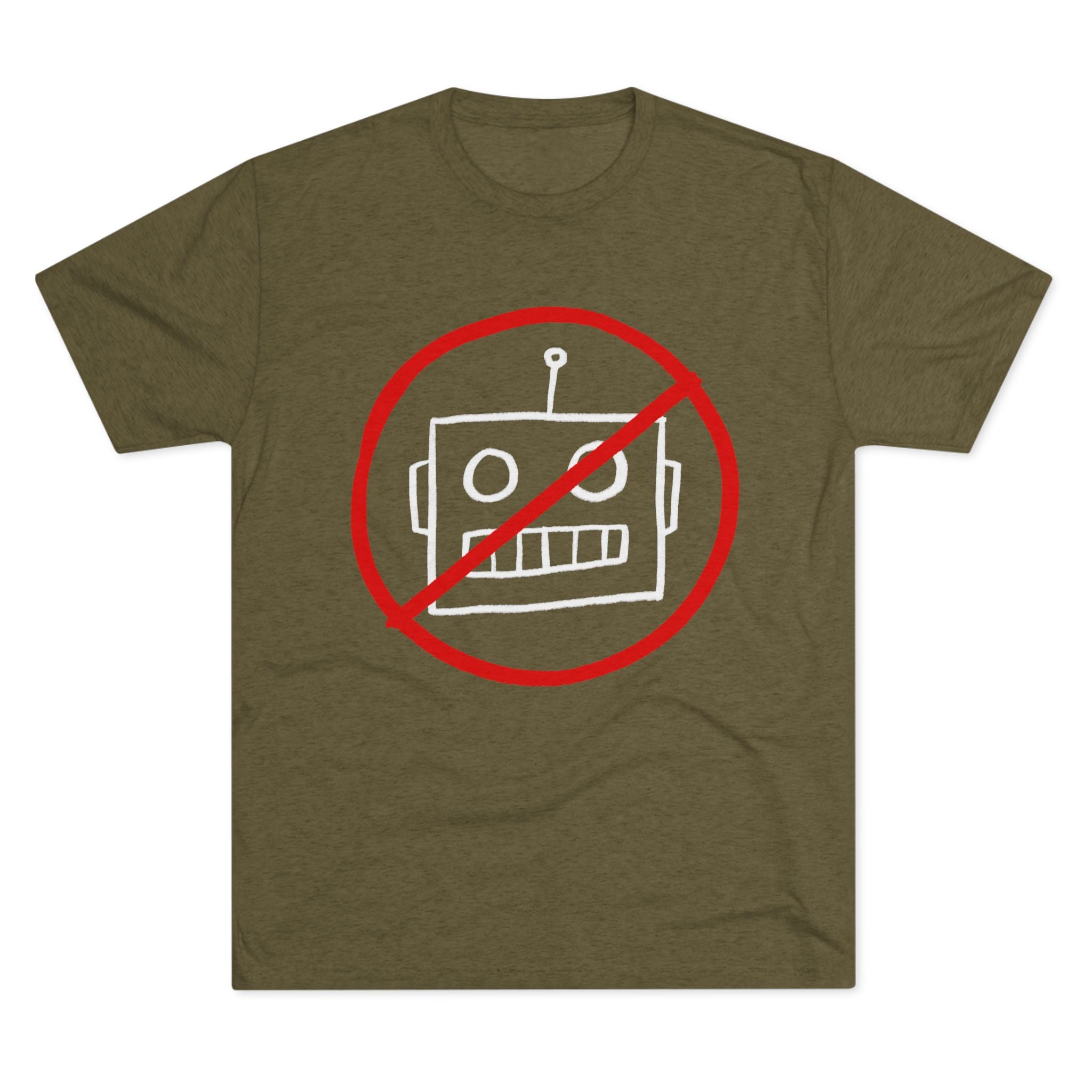 Unisex No AI Robot Tri-Blend Crew Tee