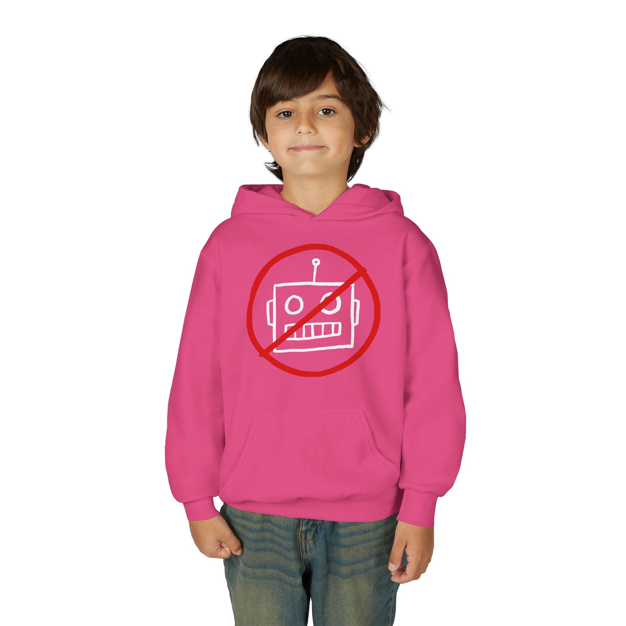No AI Robot Youth Hooded Sweatshirt