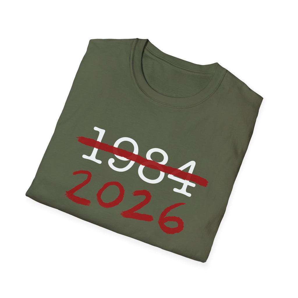 1984 2026 Orwell-Style Anti AI Surveillance Unisex Softstyle T-Shirt