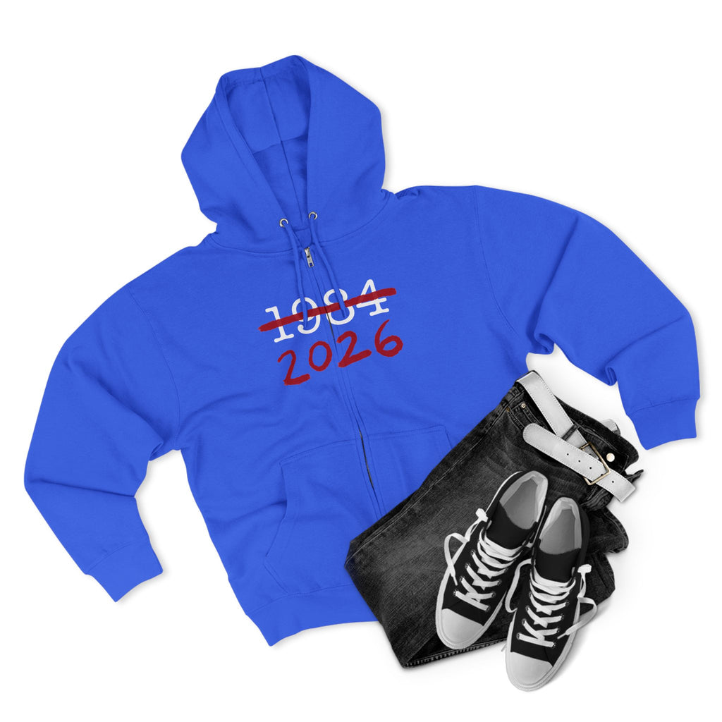Anti Surveillance AI 1984 2026 Unisex Zip Hoodie