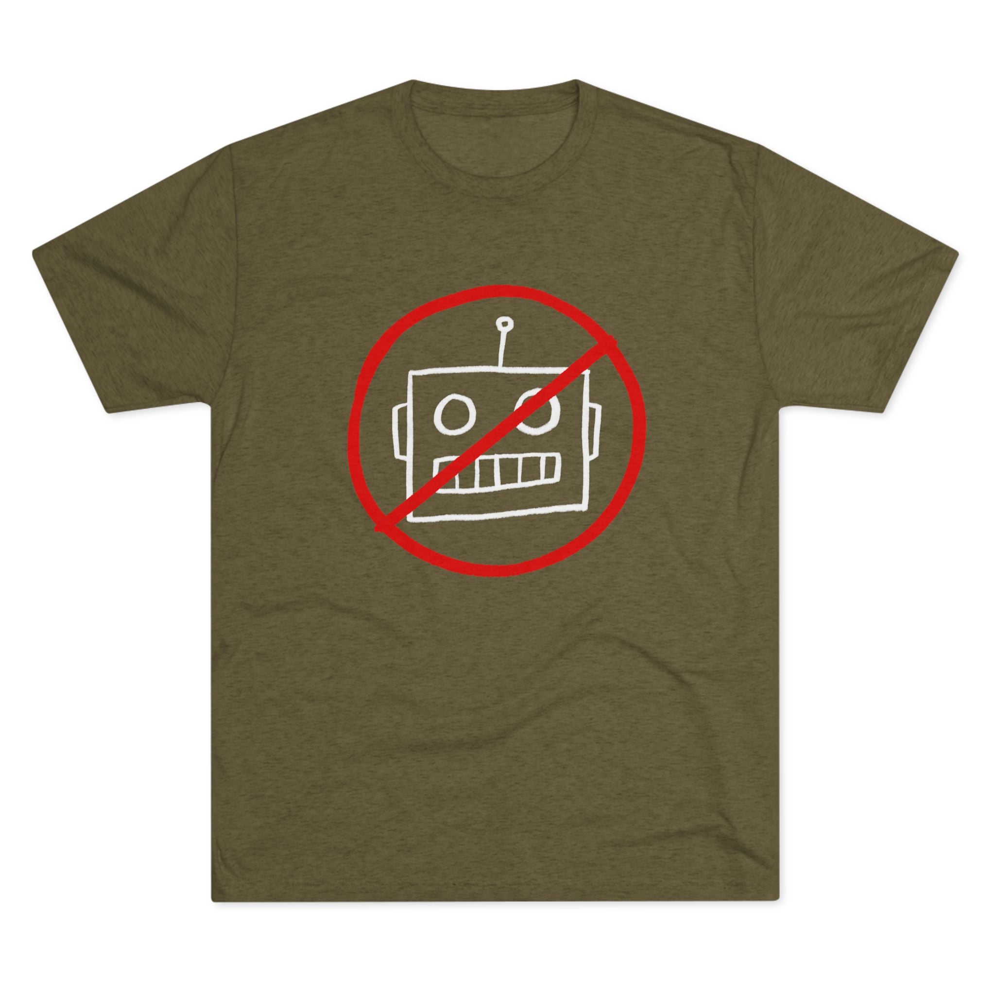 No AI Robot Unisex Tri-Blend Crew Tee