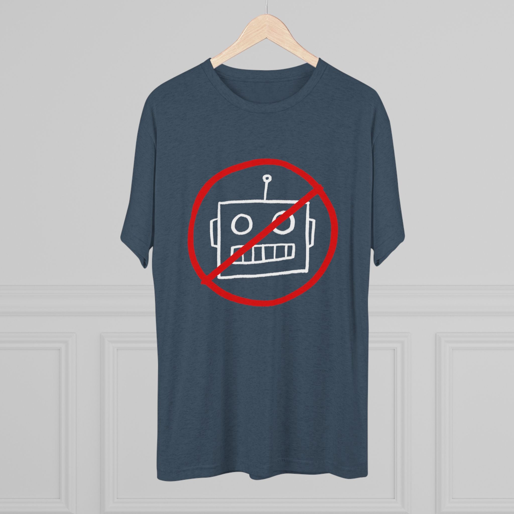 No AI Robot Unisex Tri-Blend Crew Tee