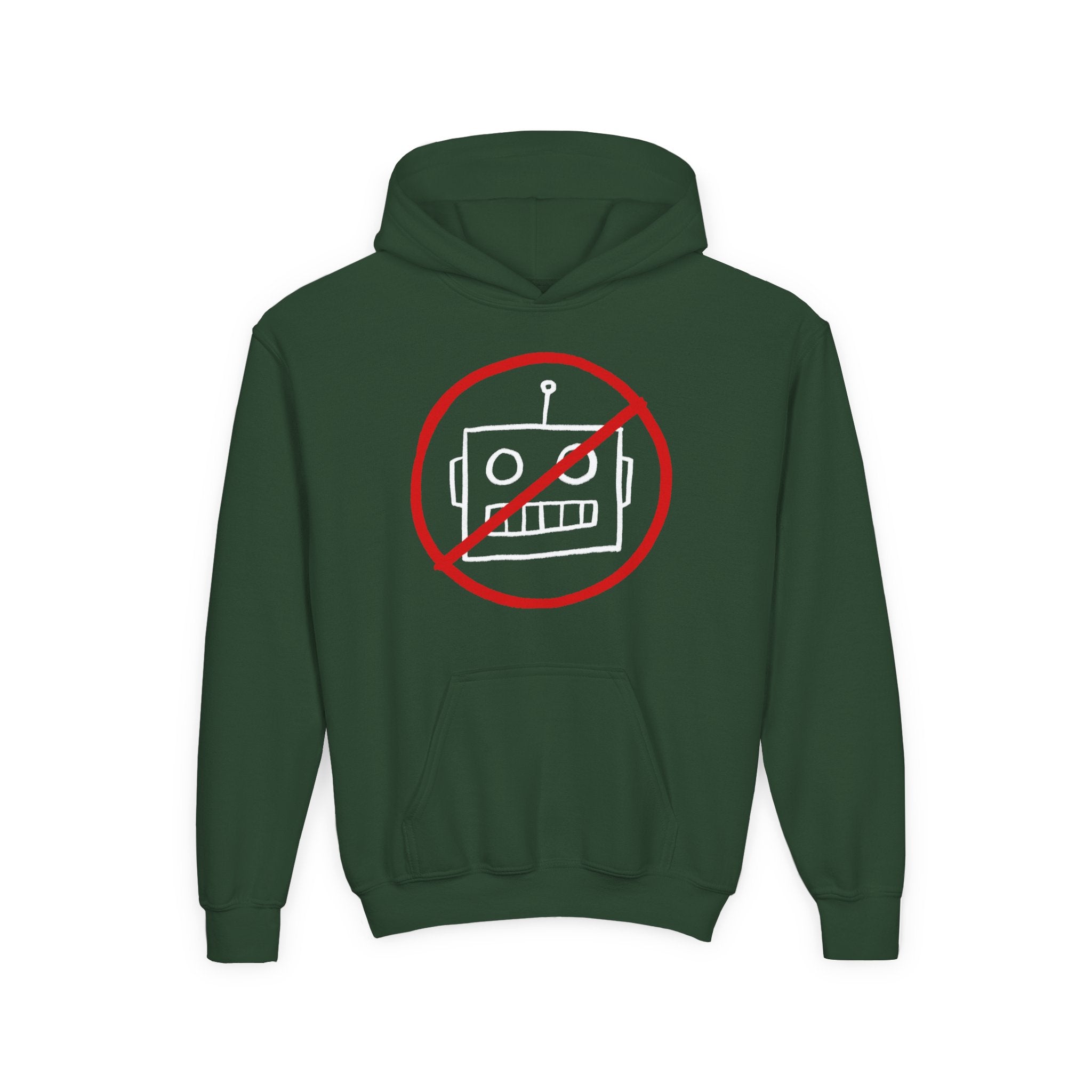 No AI Robot Youth Hooded Sweatshirt