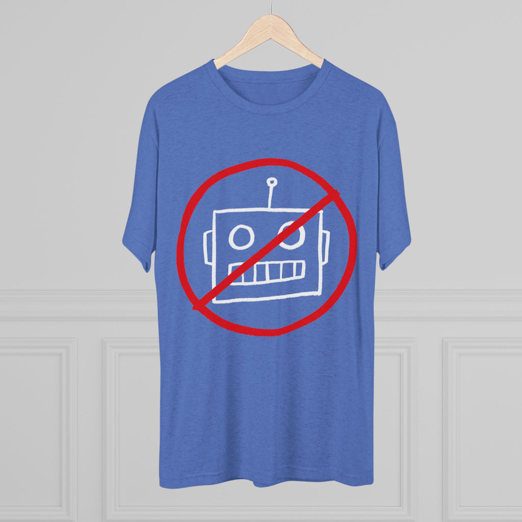 Unisex No AI Robot Tri-Blend Crew Tee