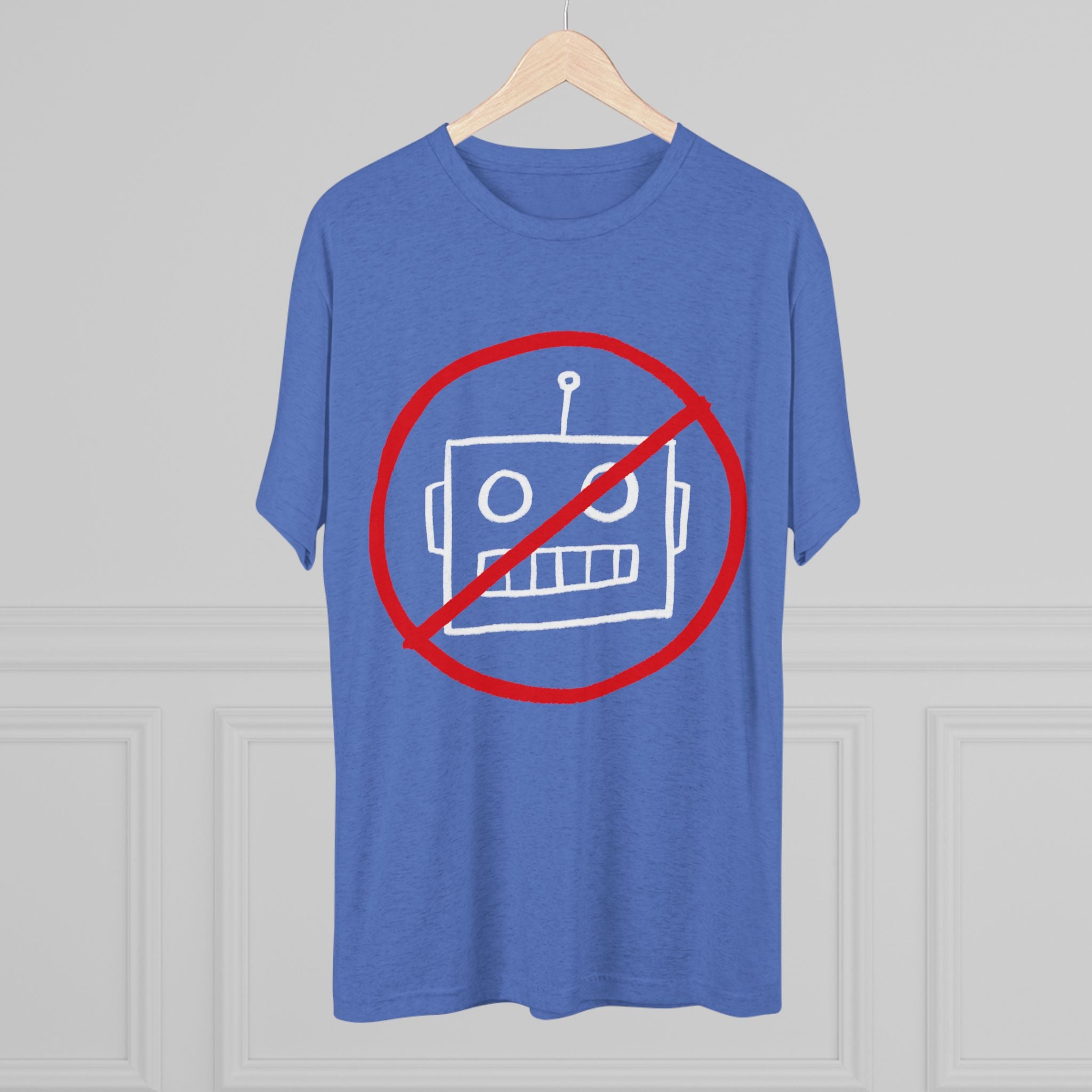 Unisex No AI Robot Tri-Blend Crew Tee