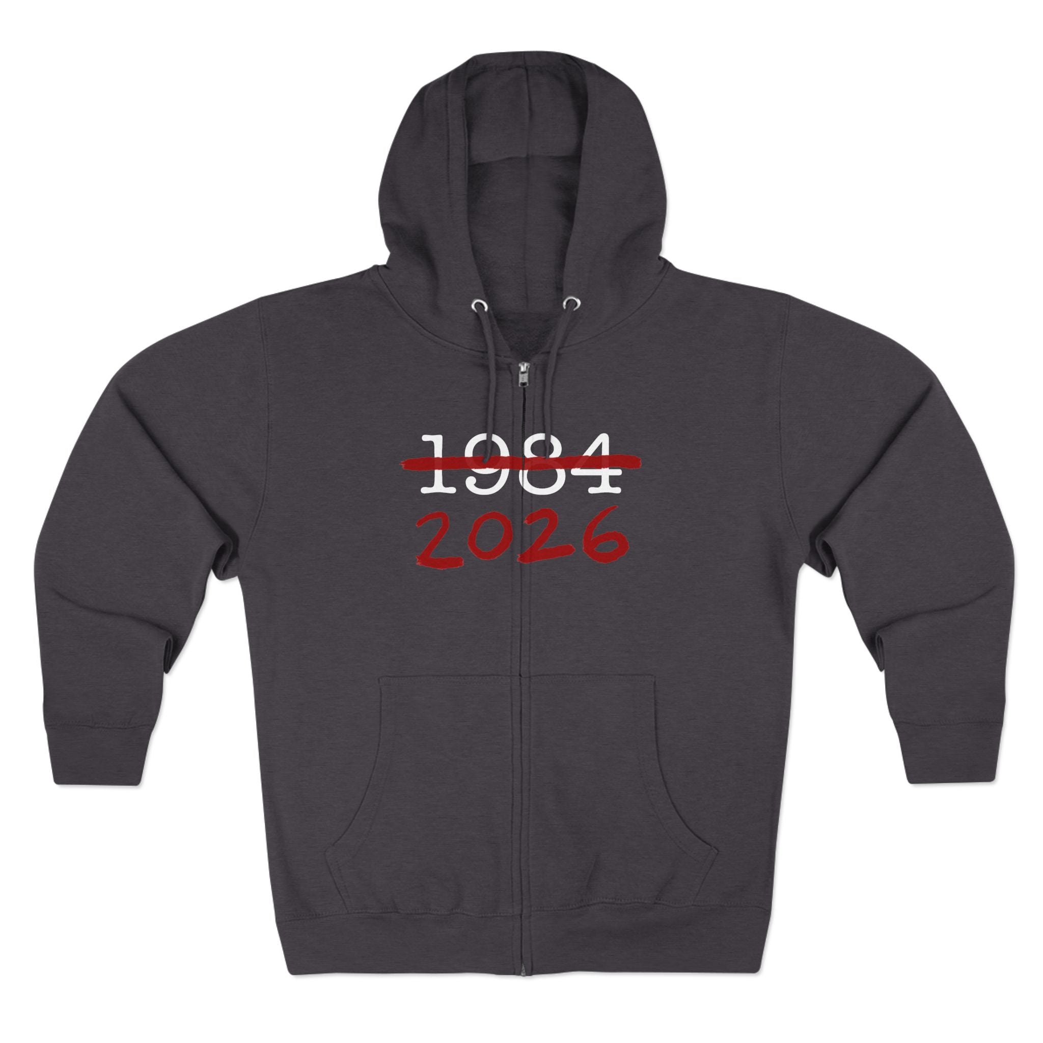 Anti Surveillance AI 1984 2026 Unisex Zip Hoodie